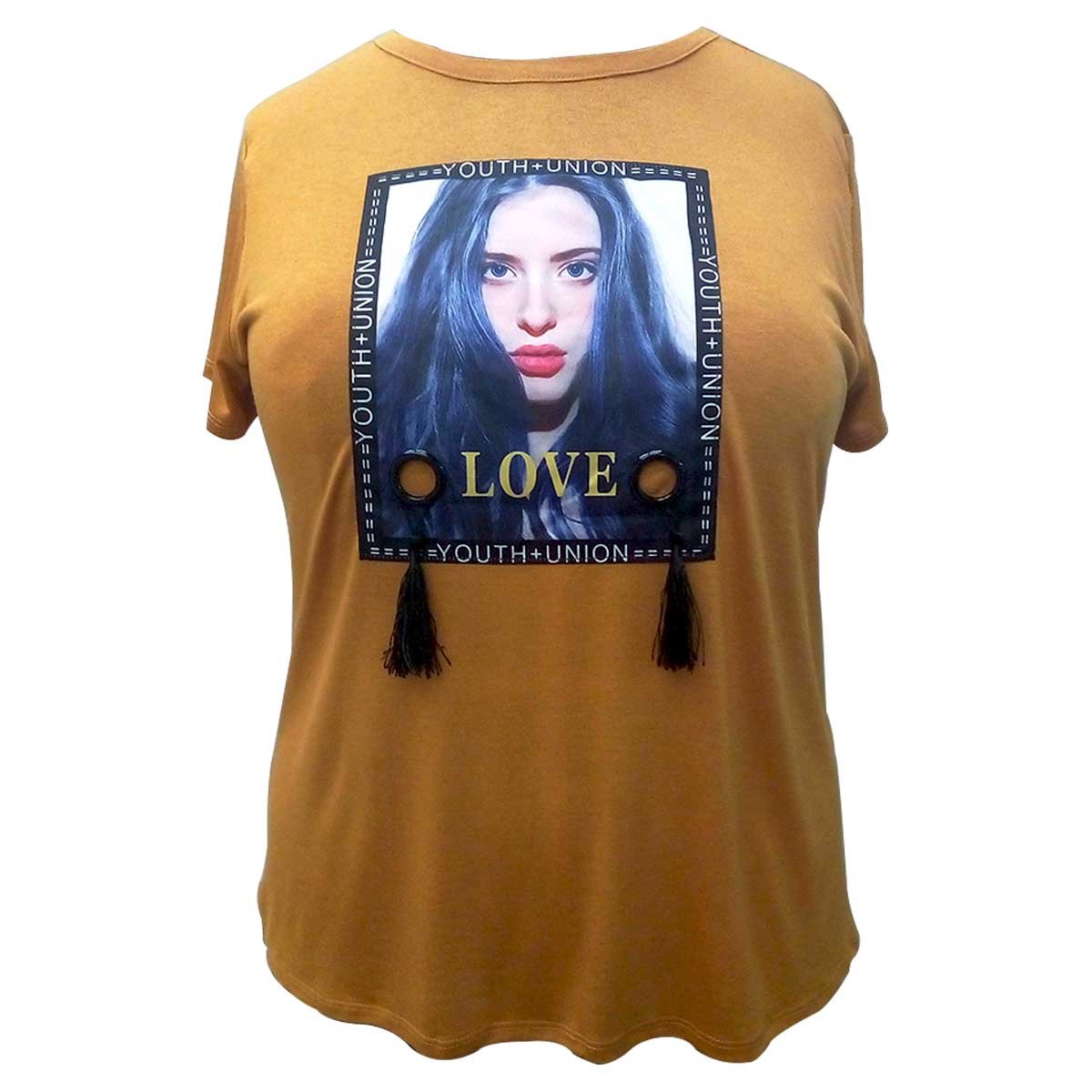 Playera para Dama Negra con Aplicación al Frente Pinkberry