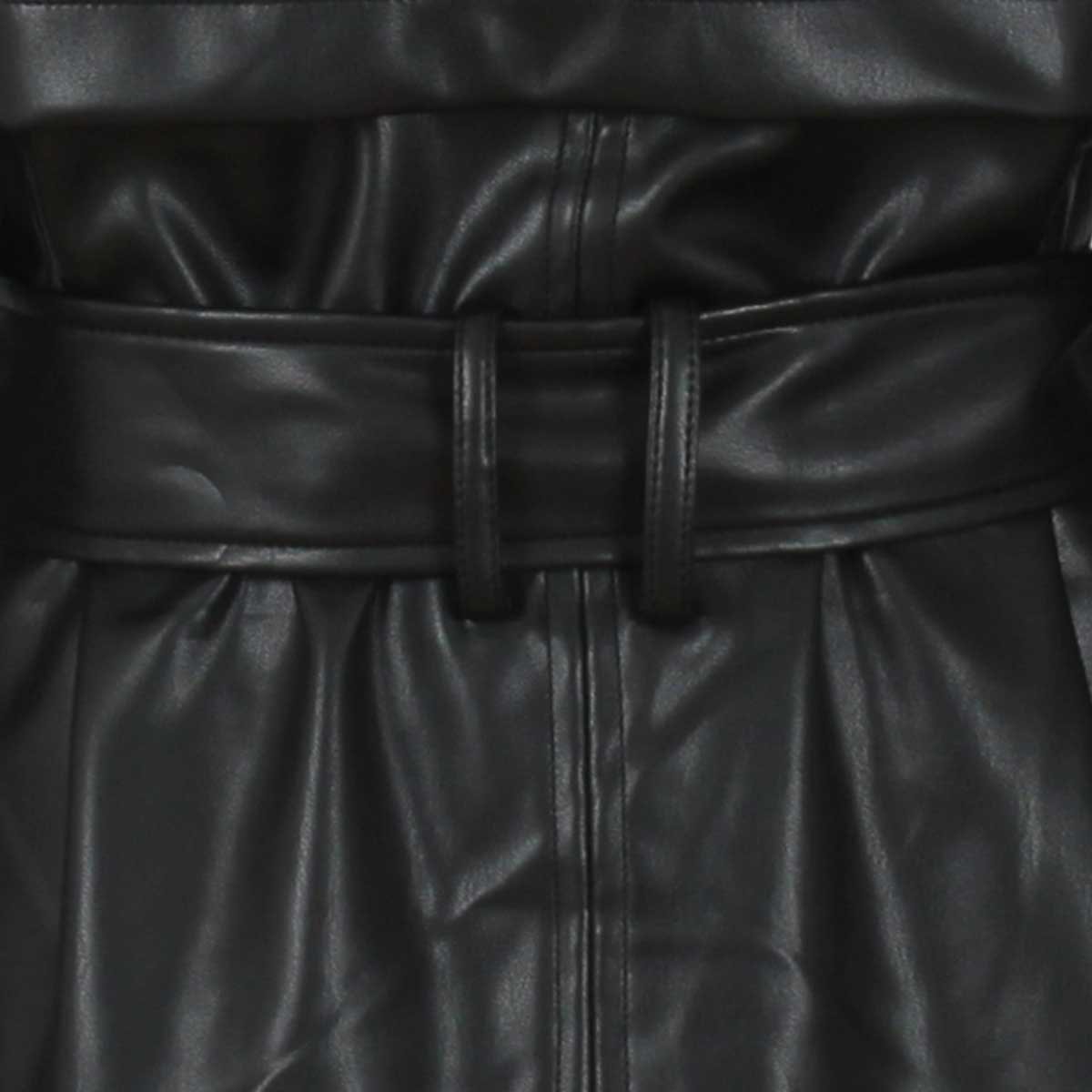 Gabardina Negra con Solapa Y Cinturón Lisa Basel para Mujer