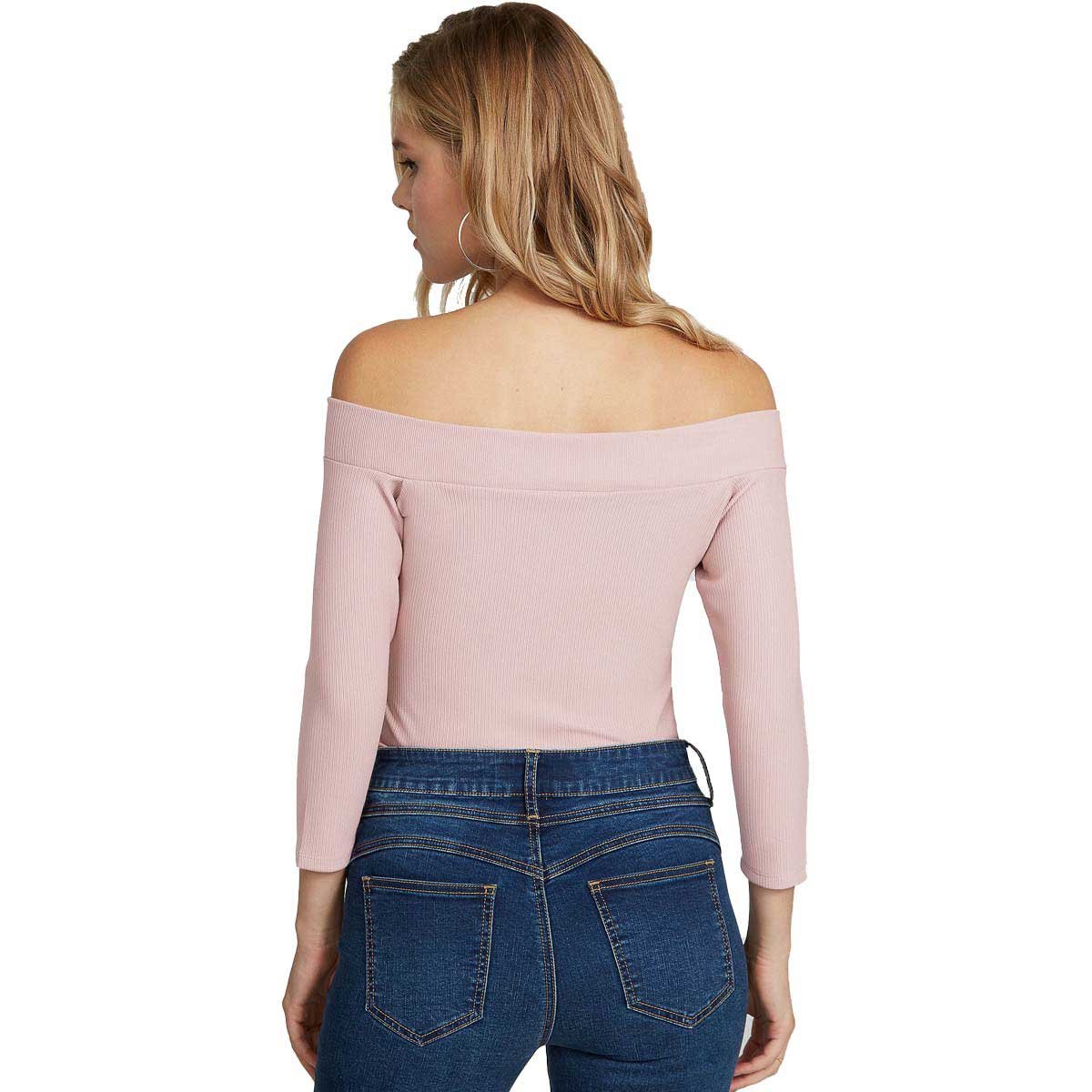 Blusa Rosa de Manga Larga y Escote Barco G By Guess