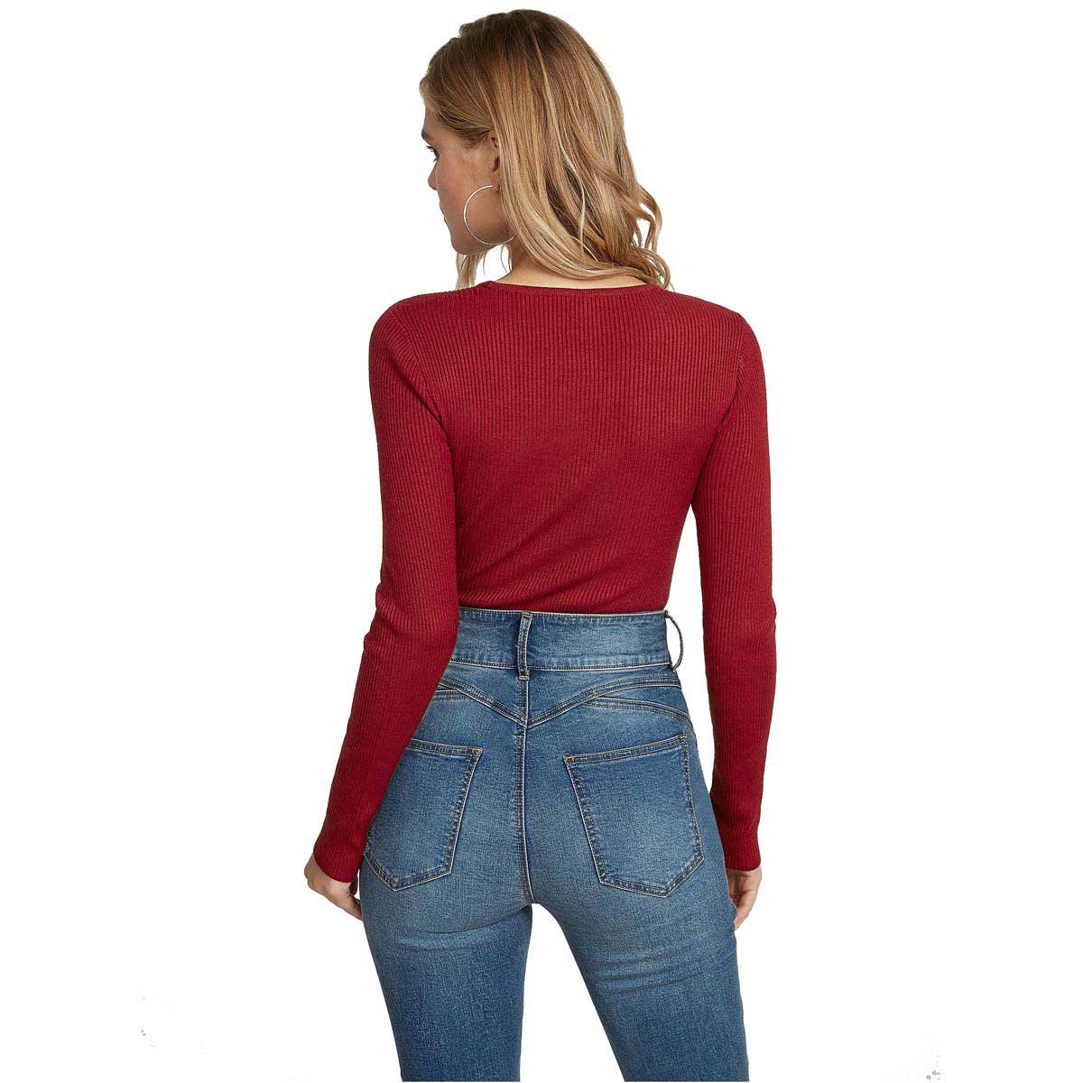Blusa Roja de Manga Larga con Detalle al Frente G By Guess