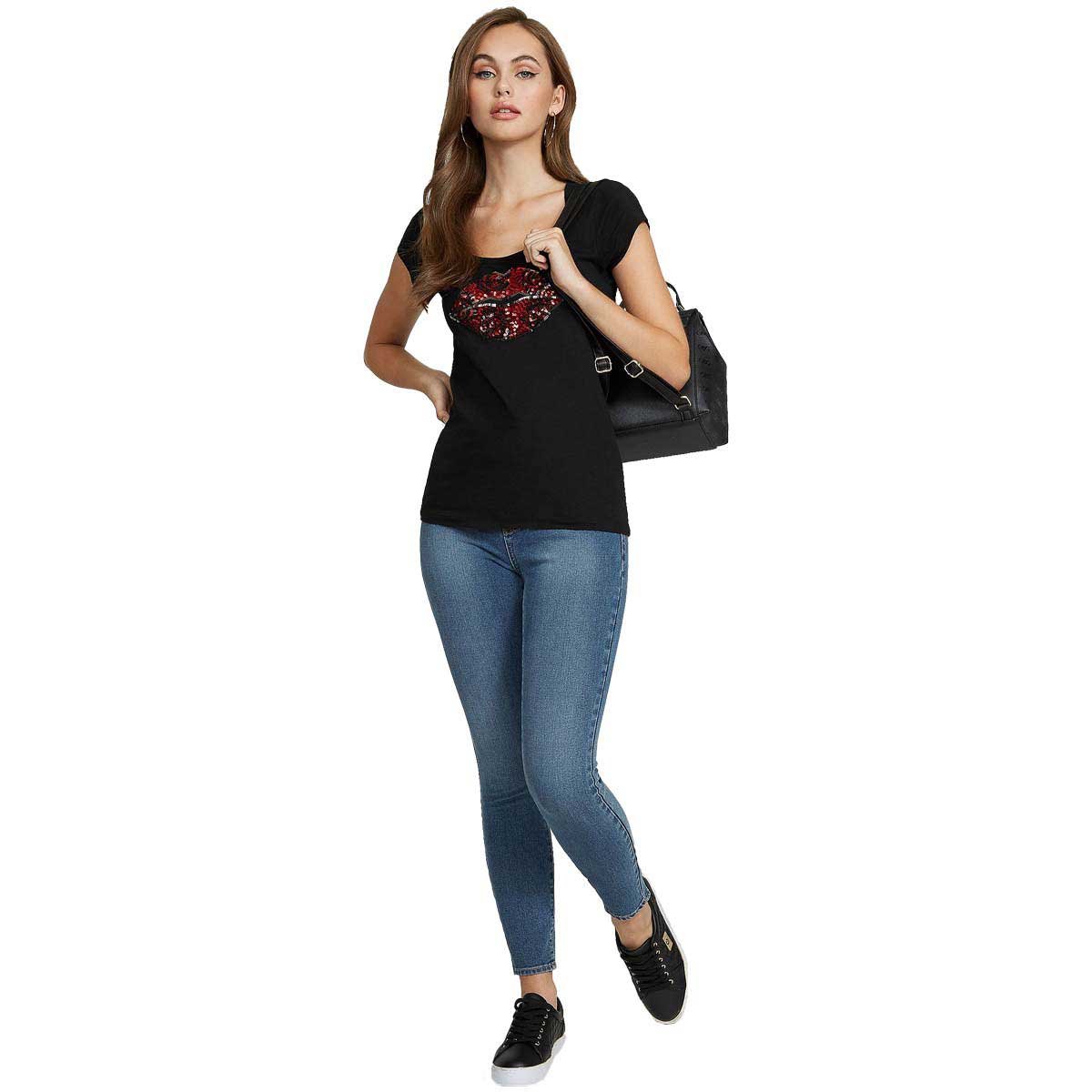 Playera Negra de Manga Corta G By Guess