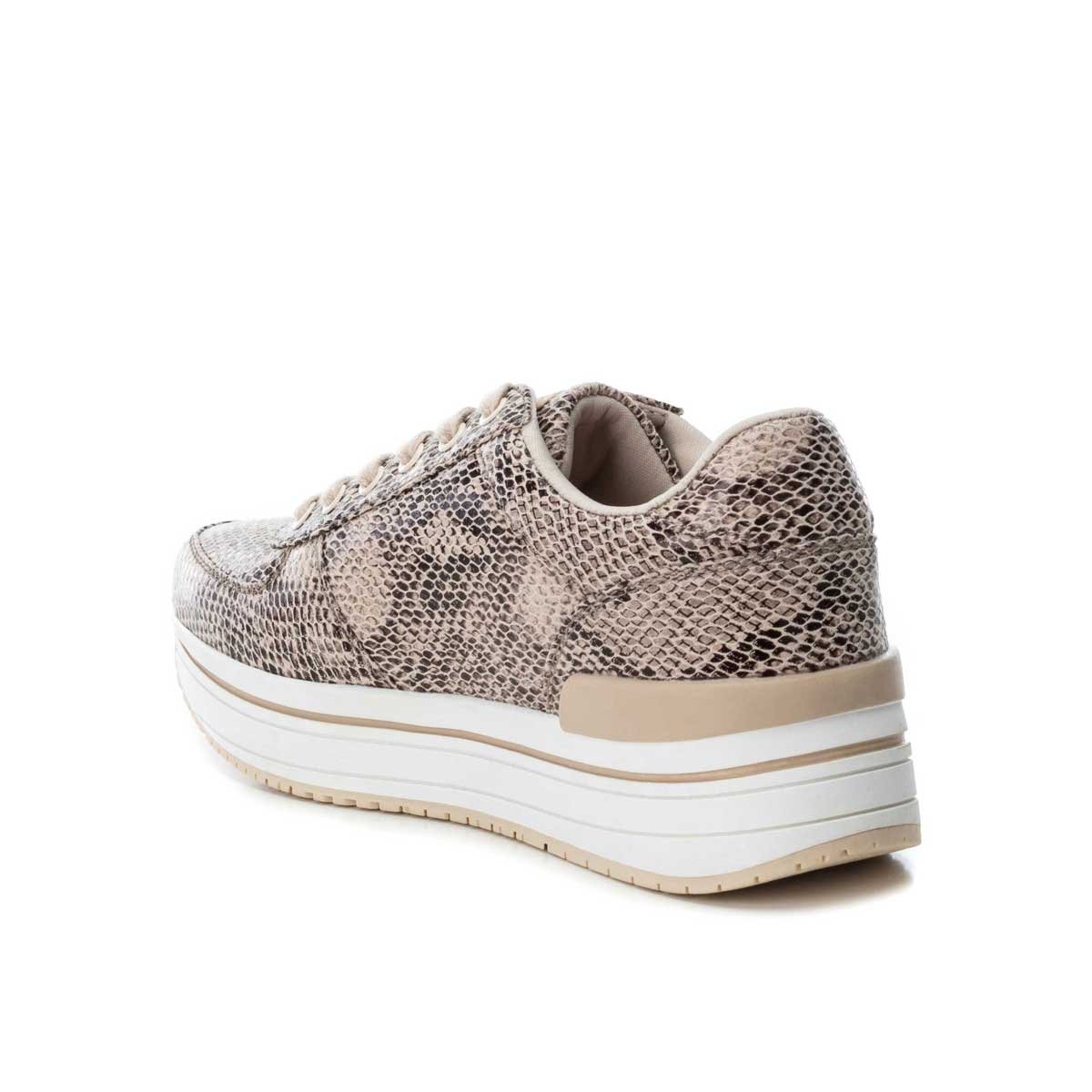 Tenis Beige Animal Print con Plataforma Xti