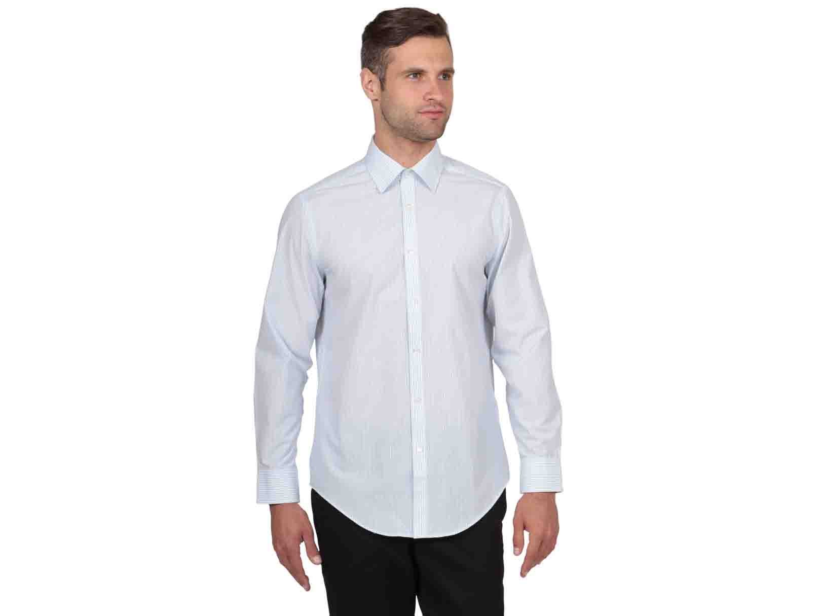 Camisa a Rayas Blanca con Azul Arrow