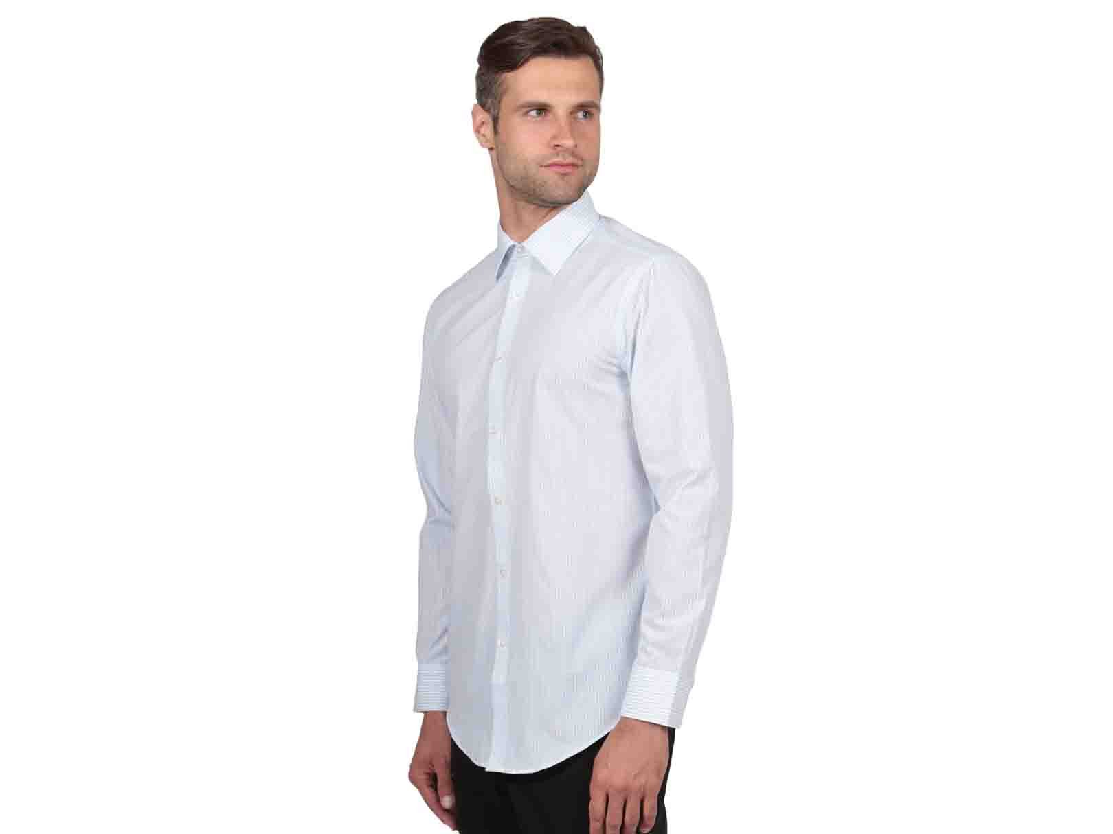 Camisa a Rayas Blanca con Azul Arrow