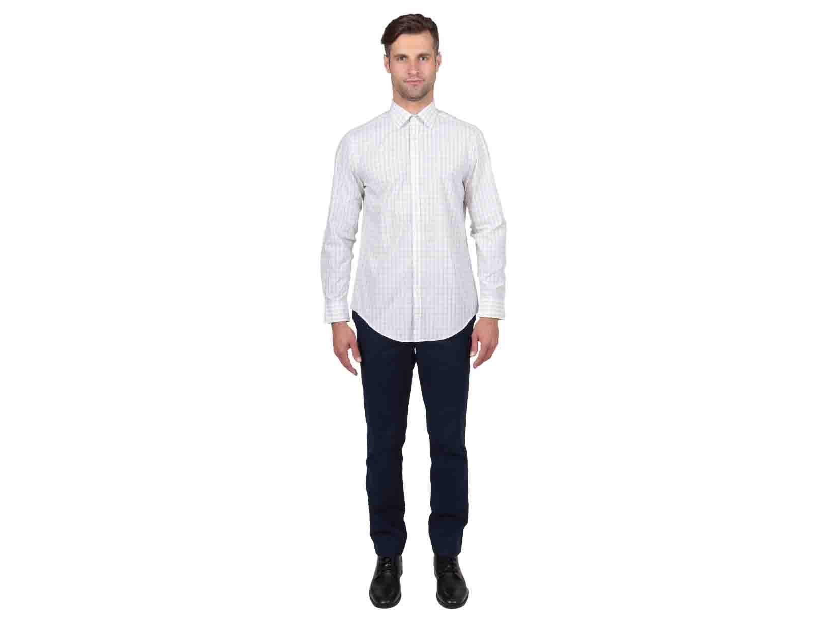 Camisa Cuadro Grande Blanca con Azul Arrow