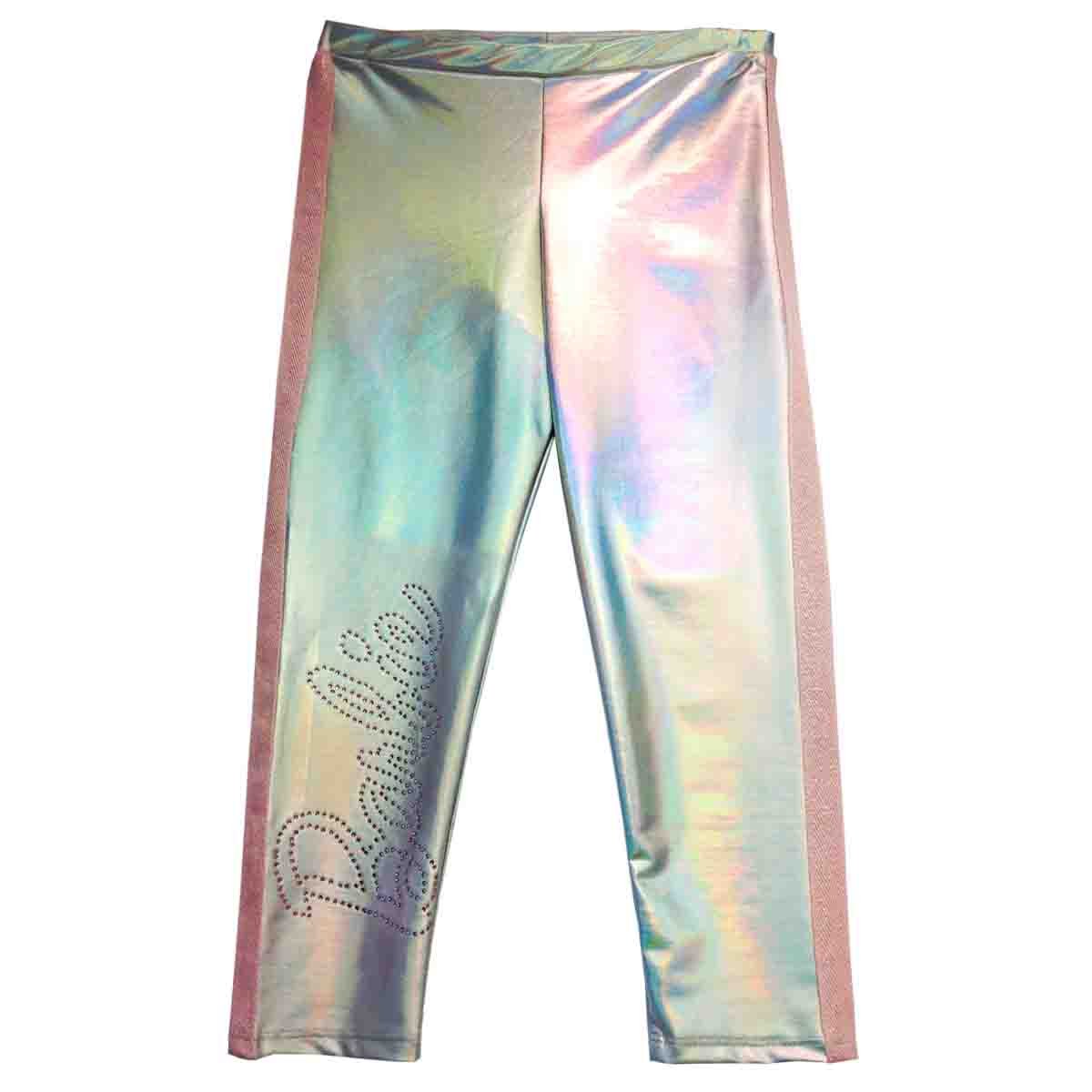 Legging Plata Iridiscente con Aplique Barbie