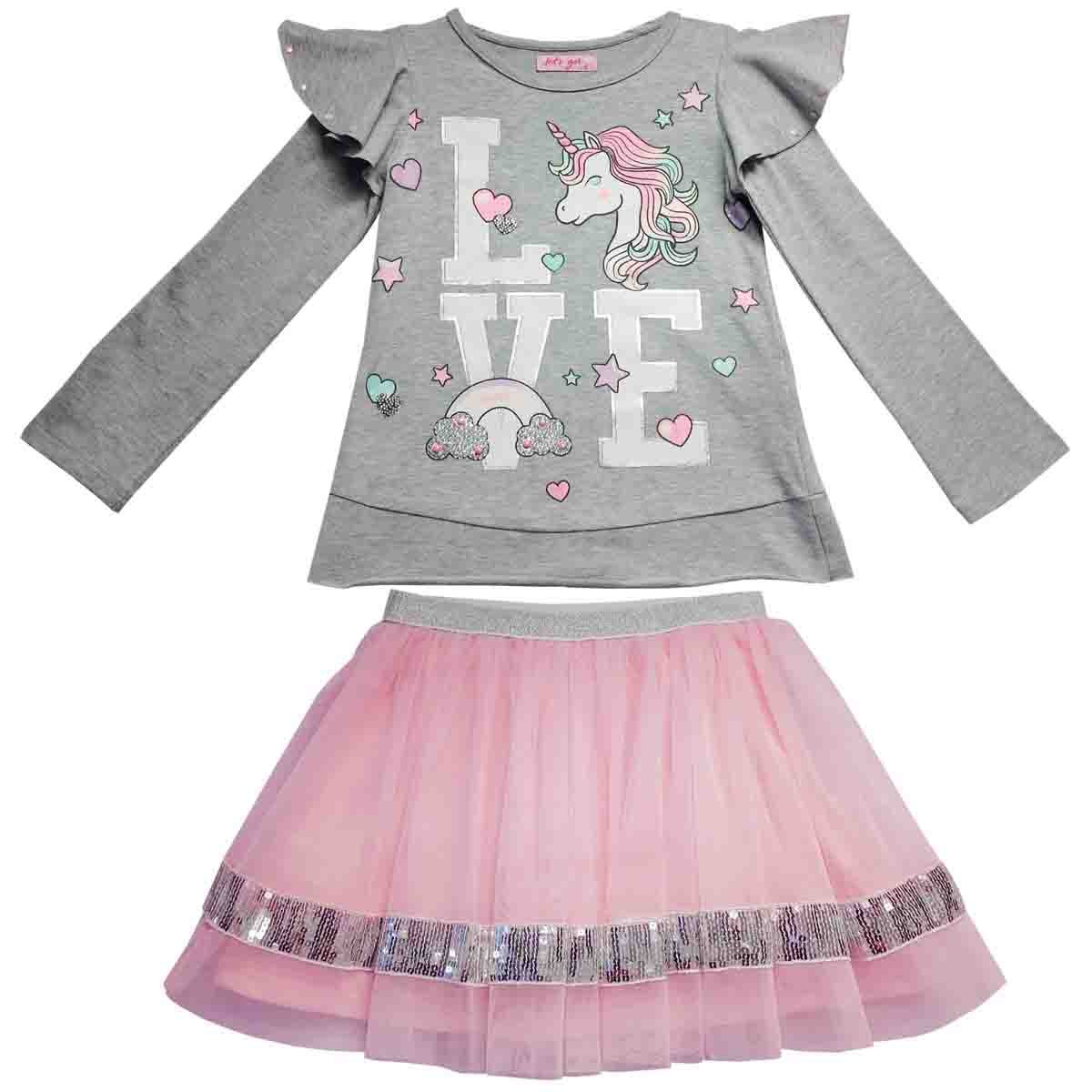 Conjunto Falda con Playera con Aplique Let´s Go