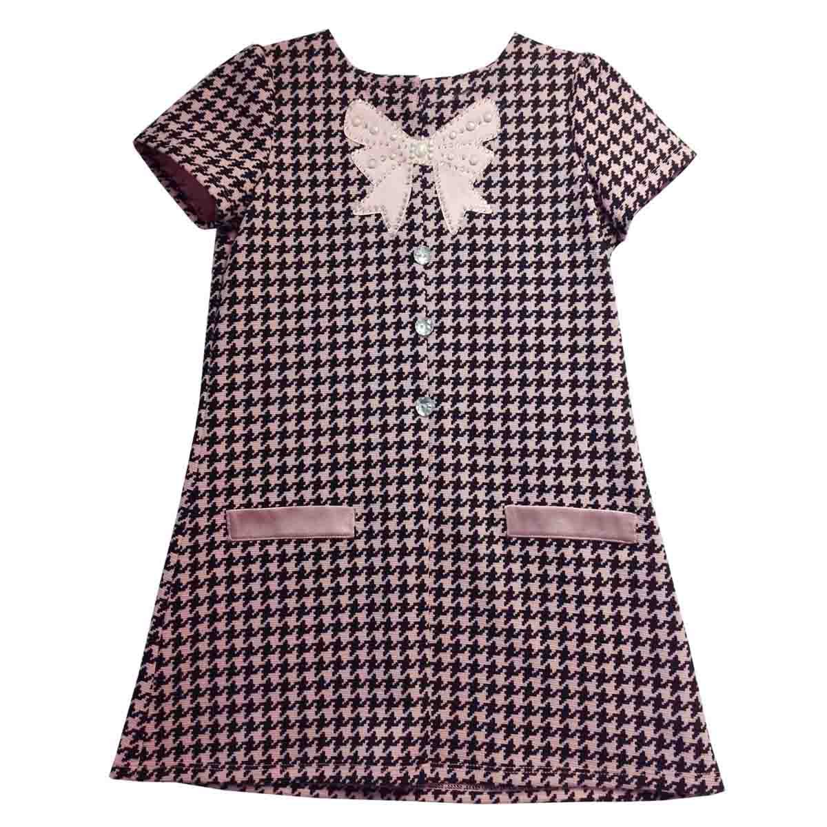 Vestido en Pata de Gallo con Apliques Let´s Go