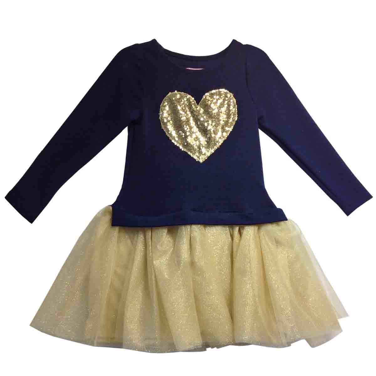 Vestido con Tul Dorado Y Apliques Let´s Go