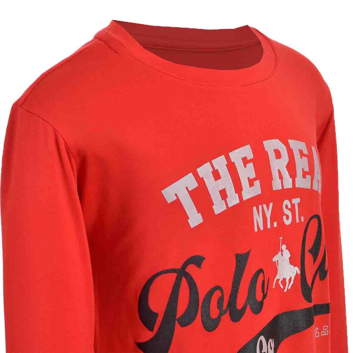Playera Estampada Rojo Combinado Manga Larga Royal Polo Club