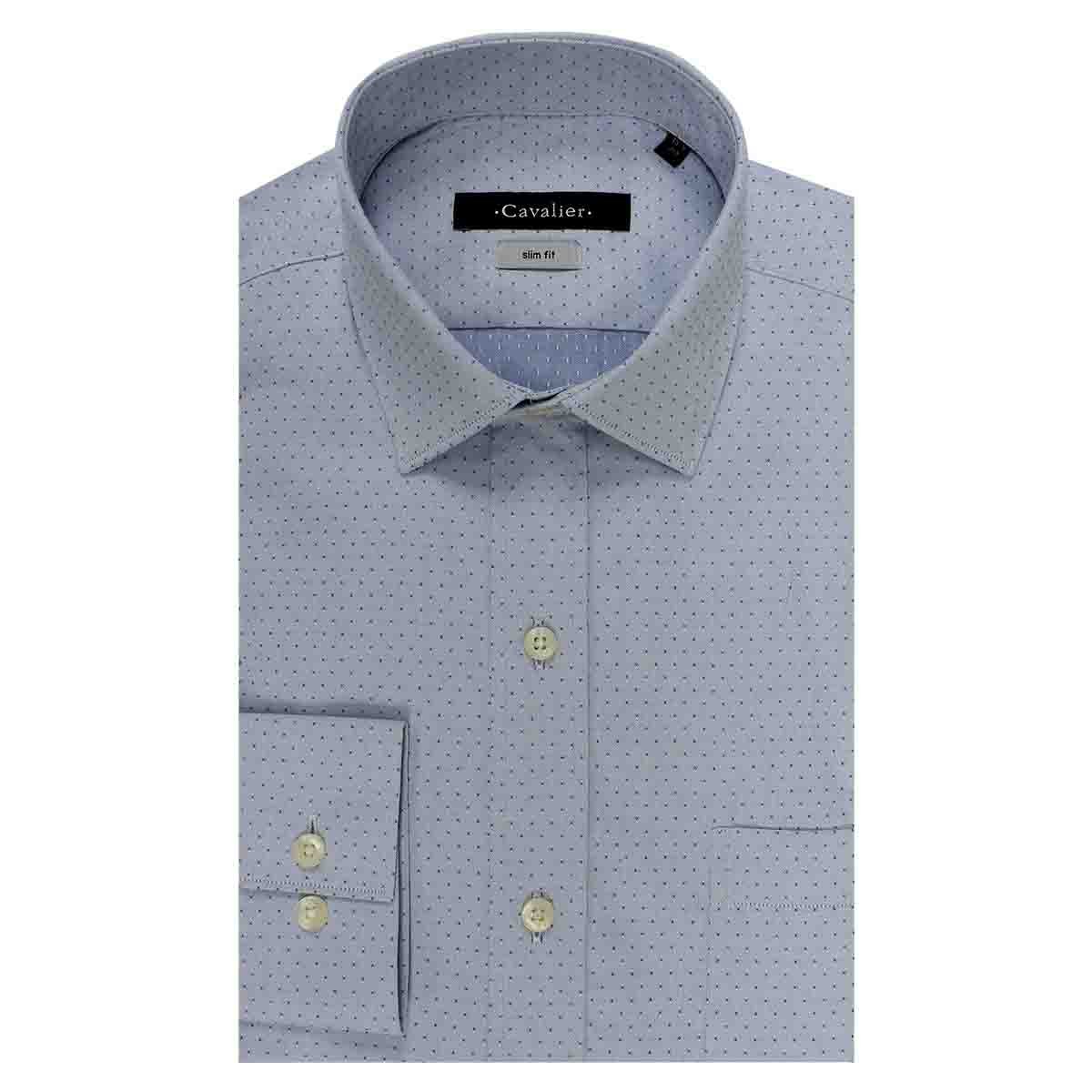 Camisa de Vestir Azul Combinada Slim Cavalier