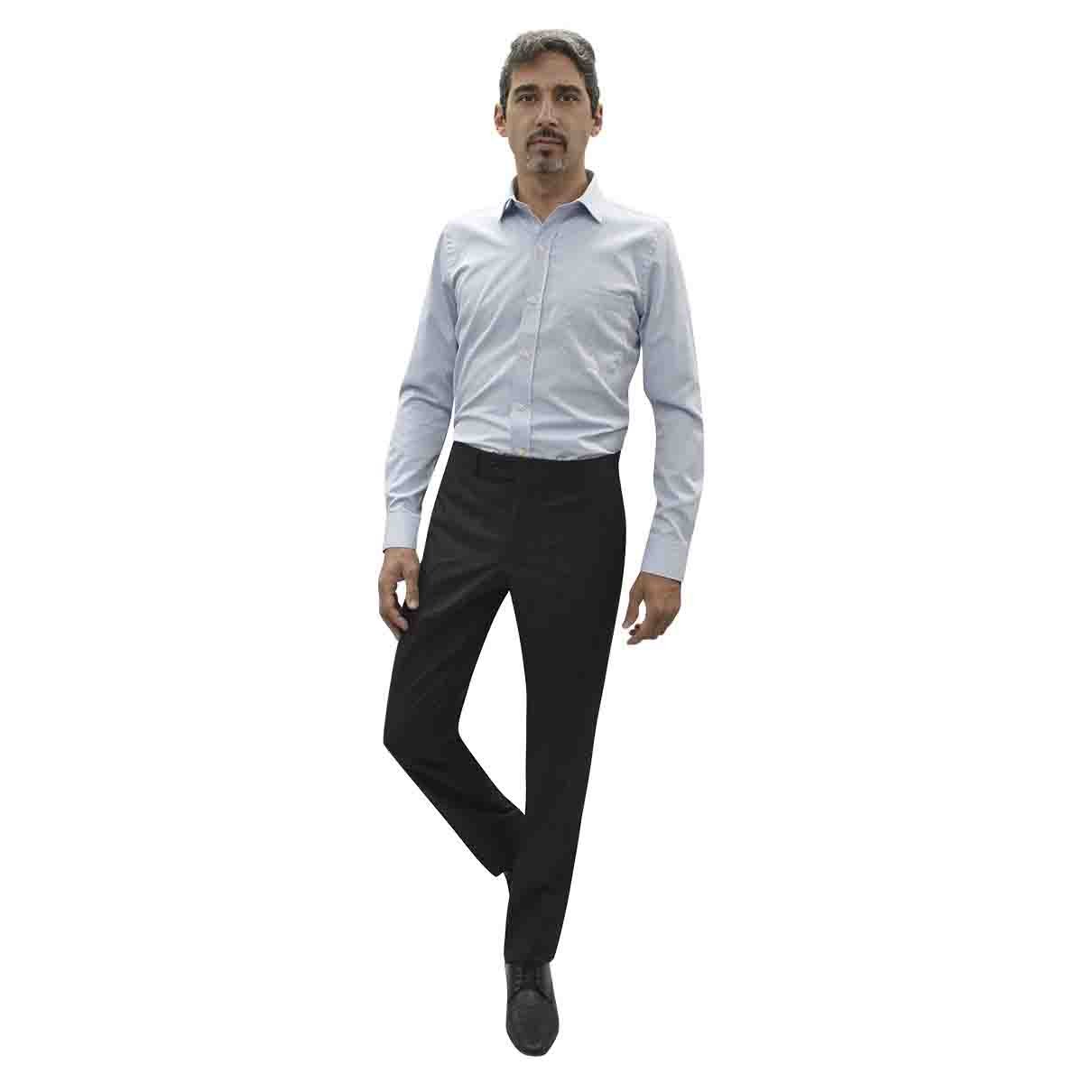 Camisa de Vestir Azul Combinada Slim Cavalier