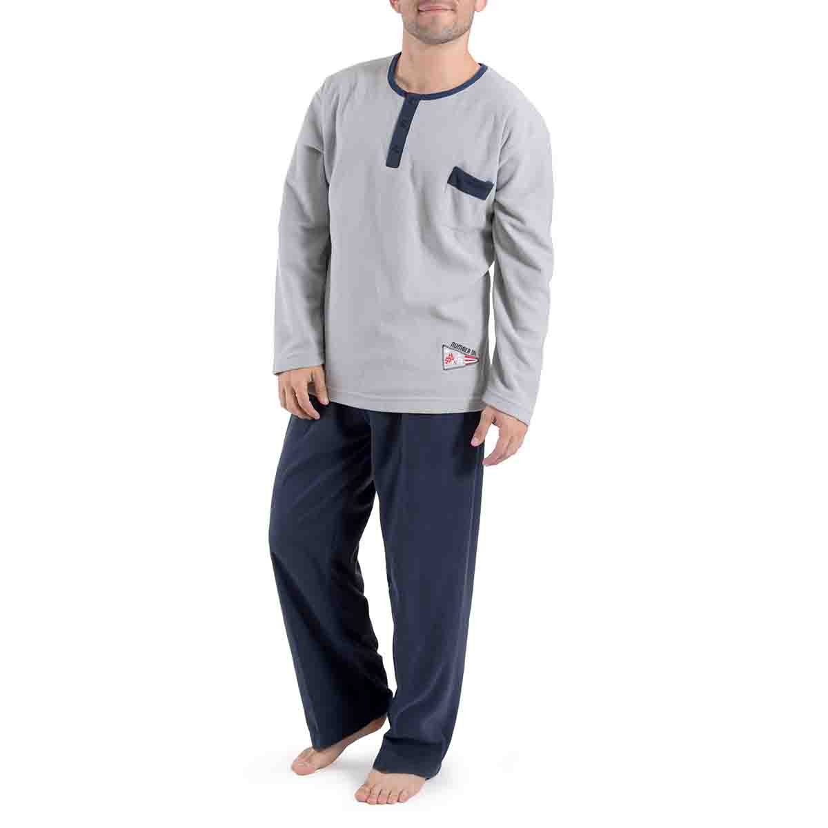 Pijama Manga Larga Gris con Pantalón Largo Micro Polar Star West