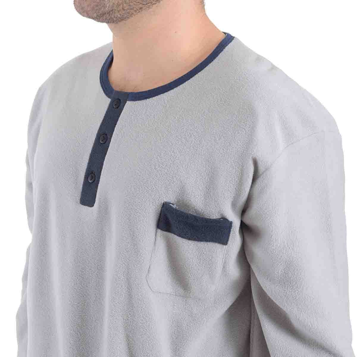 Pijama Manga Larga Gris con Pantalón Largo Micro Polar Star West