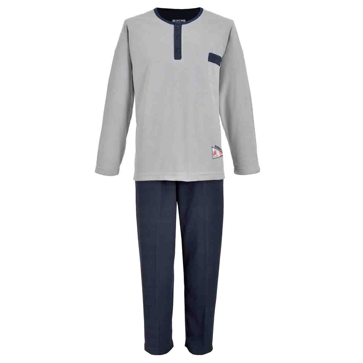 Pijama Manga Larga Gris con Pantalón Largo Micro Polar Star West