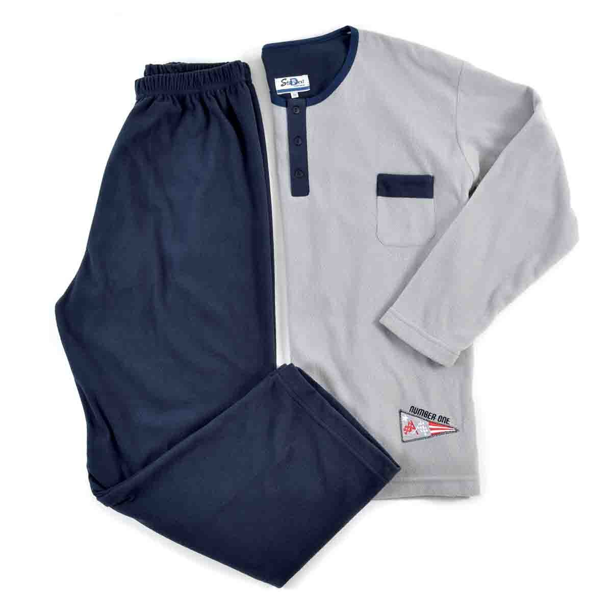 Pijama Manga Larga Gris con Pantalón Largo Micro Polar Star West