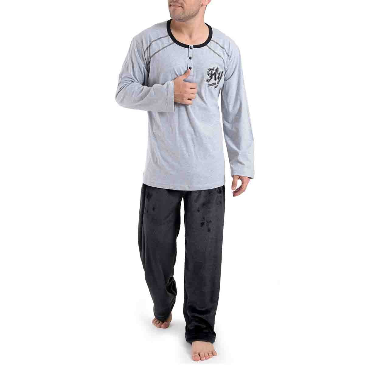 Pijama Manga Larga Gris con Pantalón Largo Star West