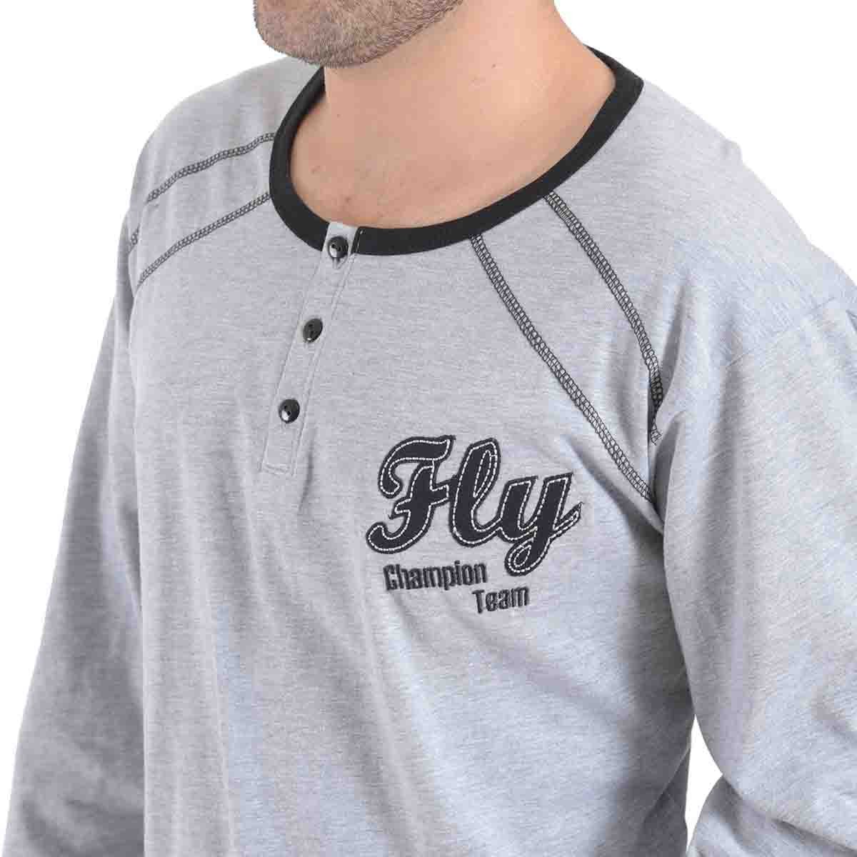 Pijama Manga Larga Gris con Pantalón Largo Star West