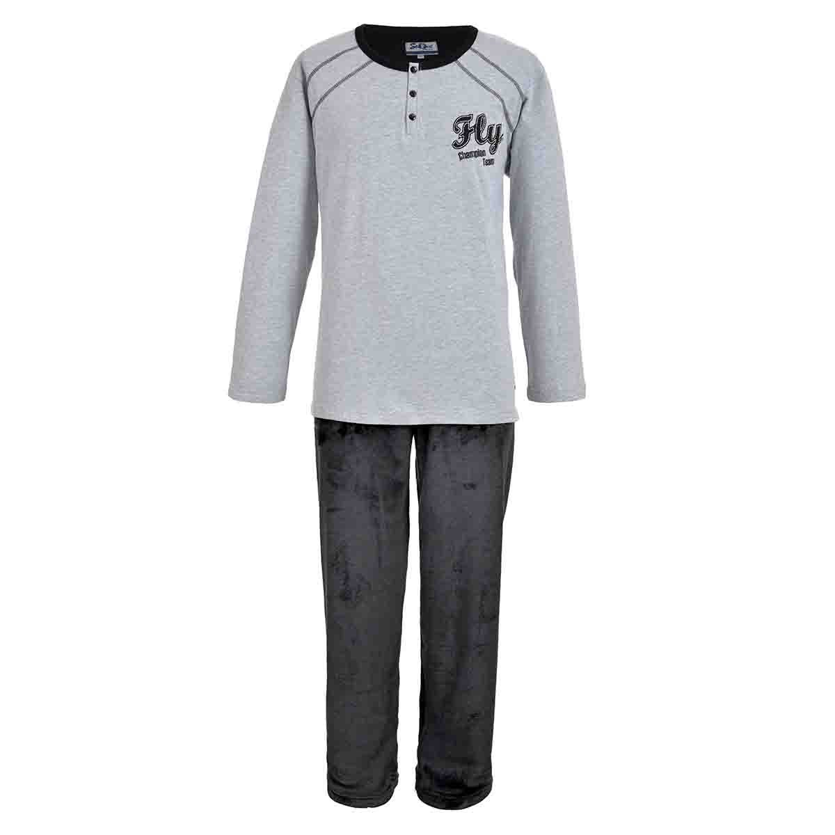 Pijama Manga Larga Gris con Pantalón Largo Star West