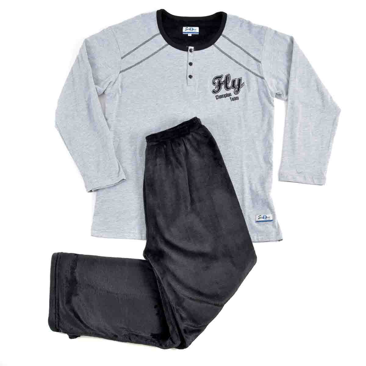 Pijama Manga Larga Gris con Pantalón Largo Star West