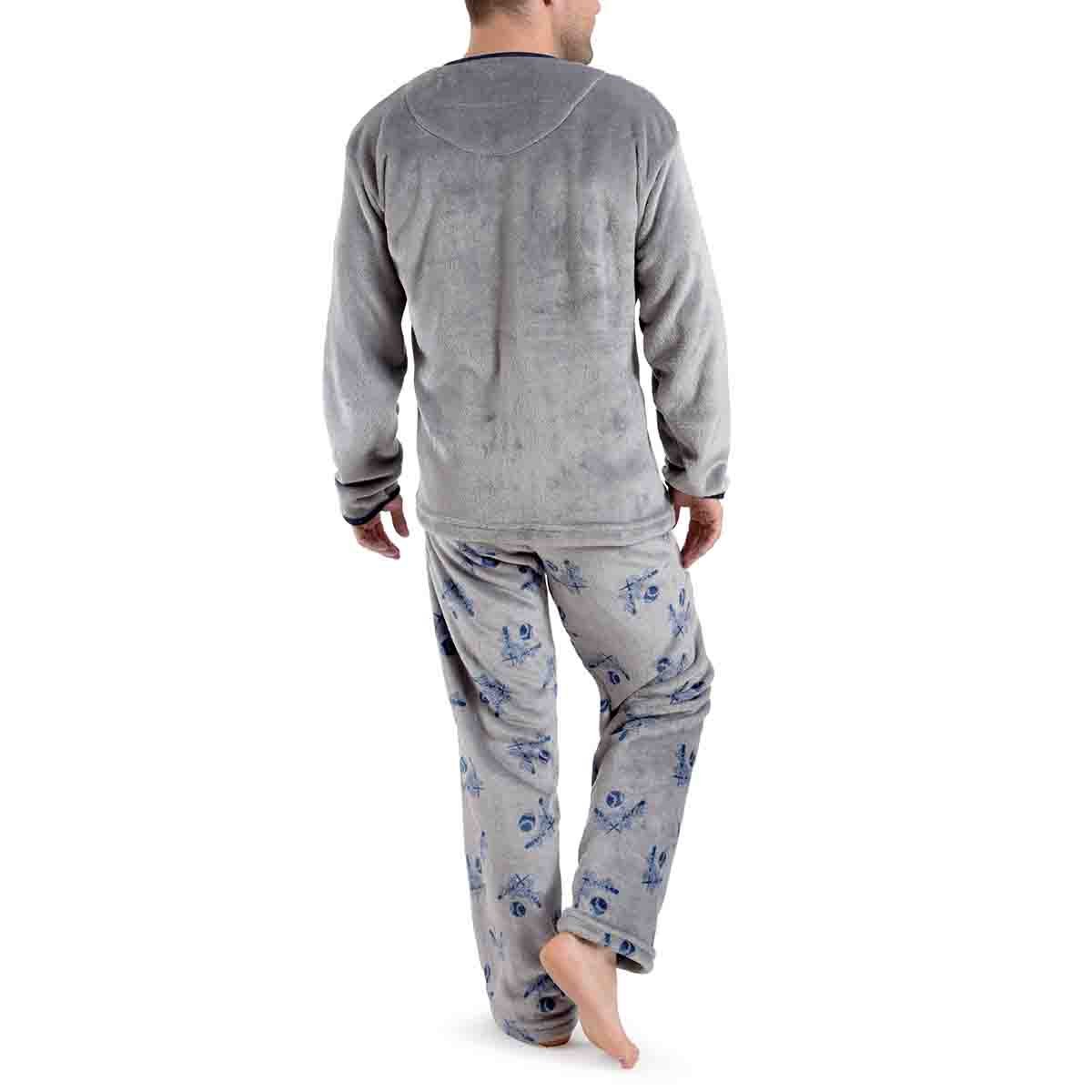 Pijama Manga Larga Gris con Pantalón Largo Flannel Star West