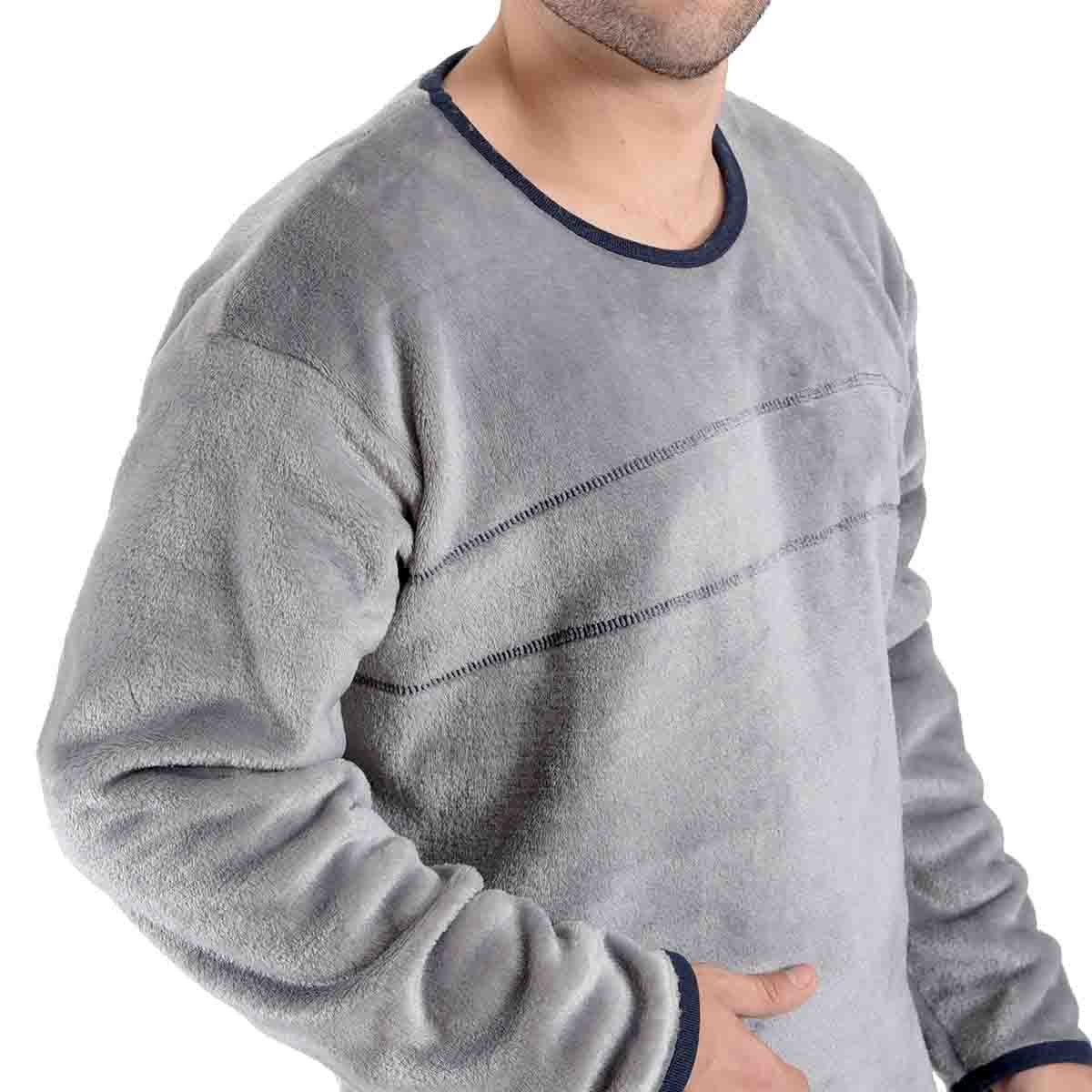 Pijama Manga Larga Gris con Pantalón Largo Flannel Star West
