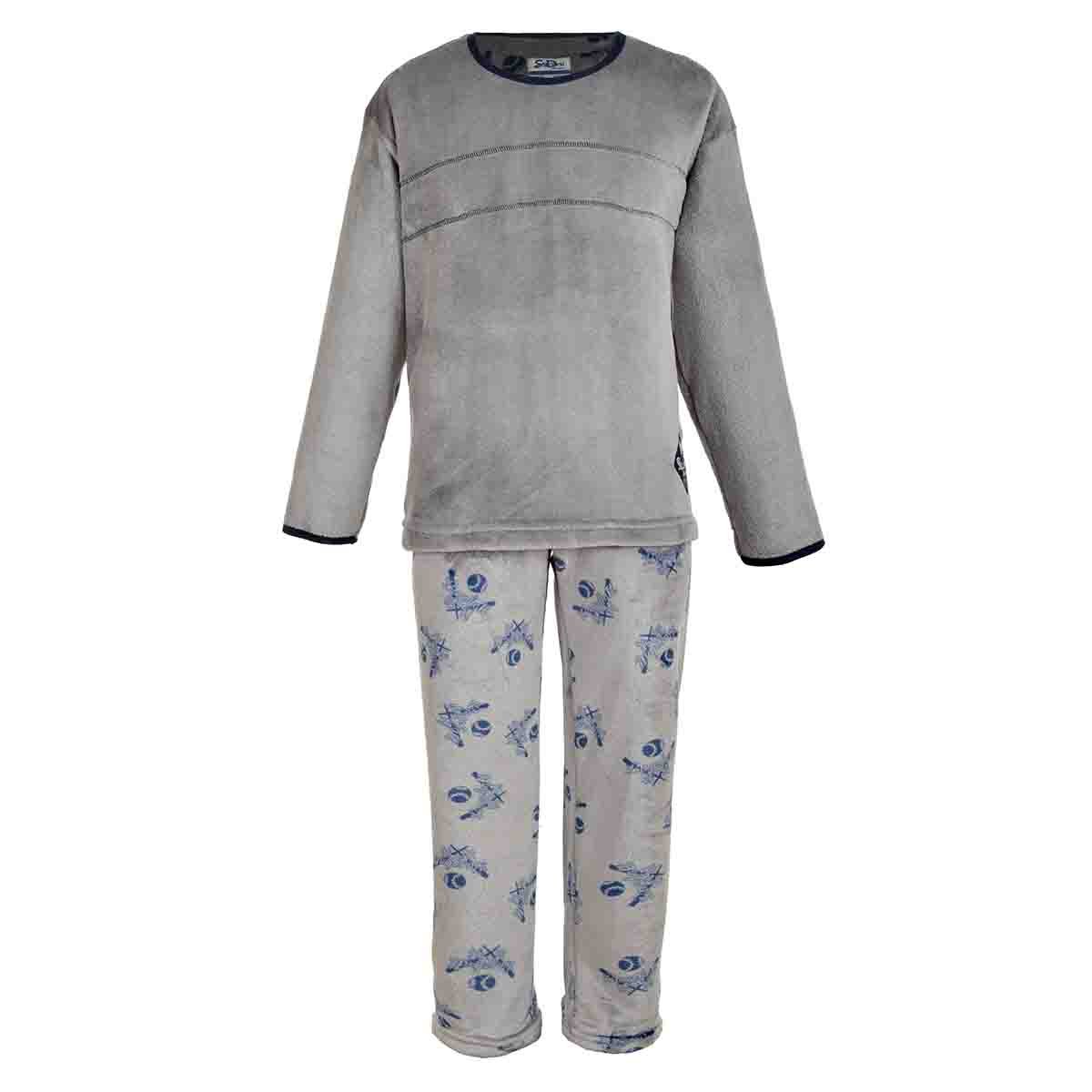 Pijama Manga Larga Gris con Pantalón Largo Flannel Star West