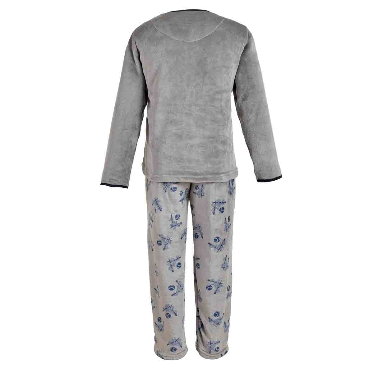 Pijama Manga Larga Gris con Pantalón Largo Flannel Star West