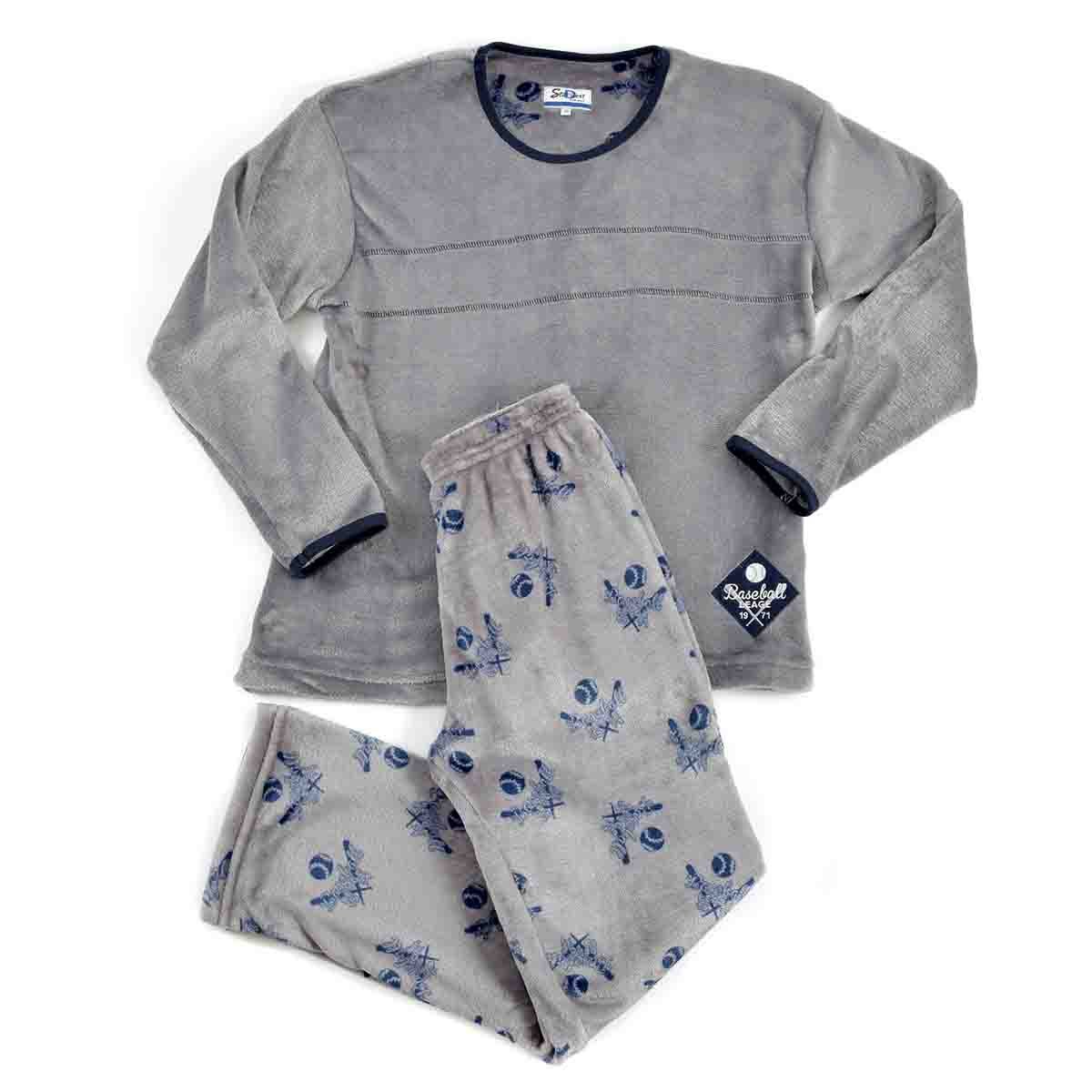 Pijama Manga Larga Gris con Pantalón Largo Flannel Star West