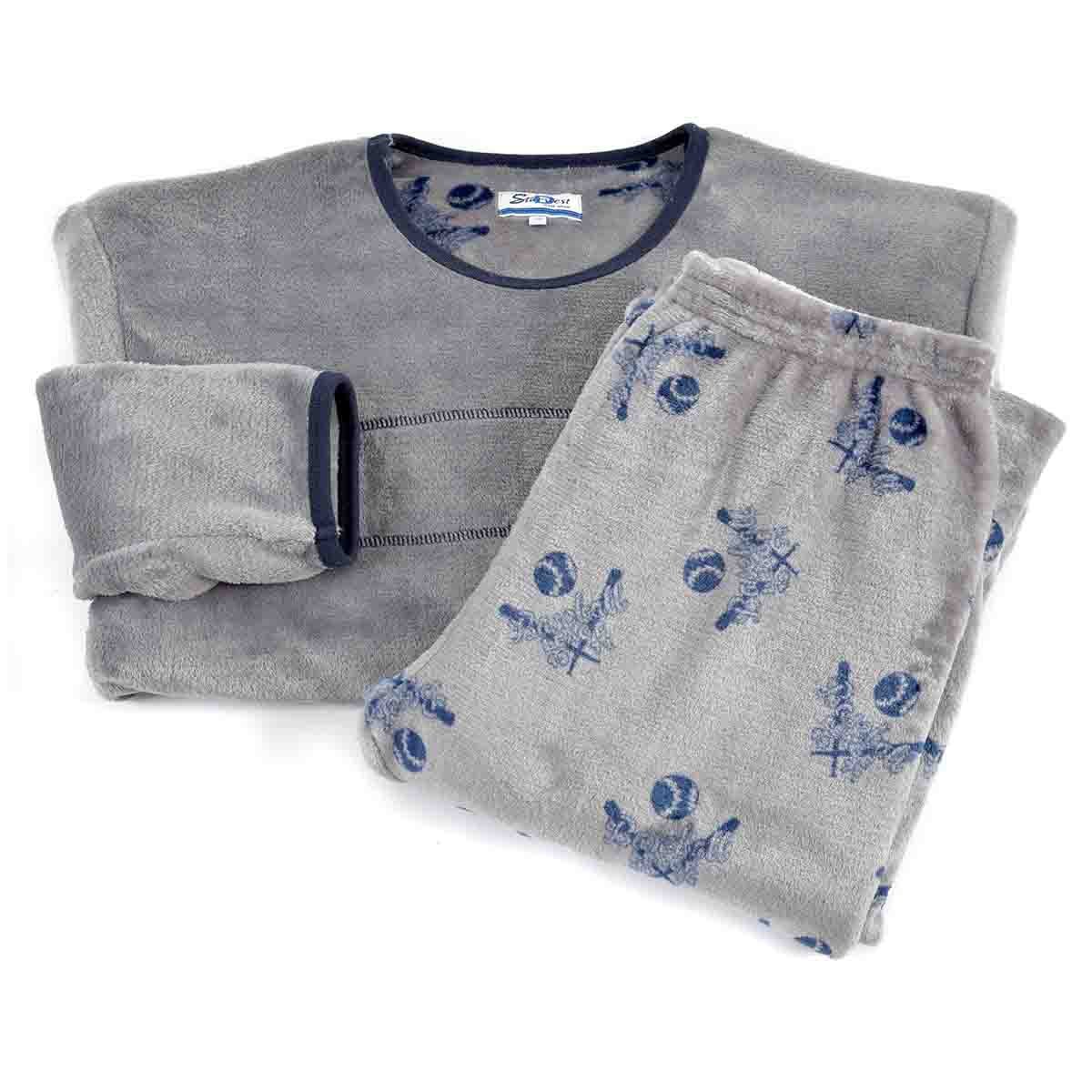 Pijama Manga Larga Gris con Pantalón Largo Flannel Star West