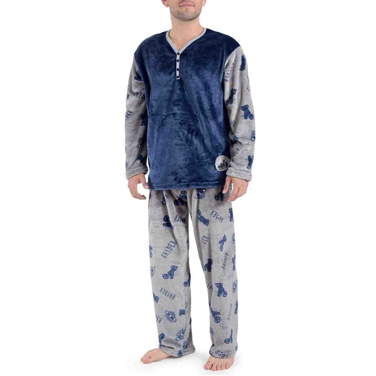 Pijama Manga Larga Azul con Pantalón Largo Flannel Star West