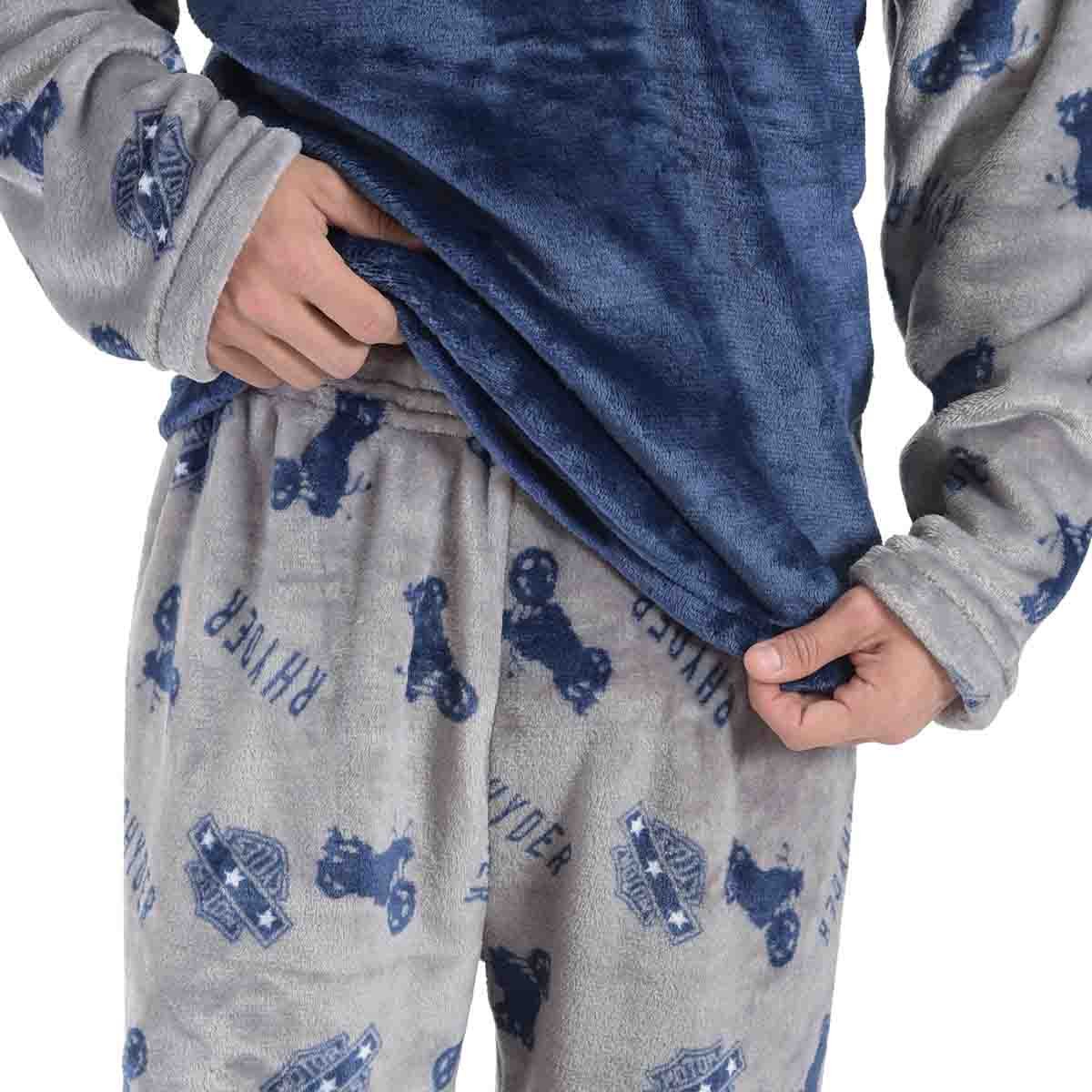 Pijama Manga Larga Azul con Pantalón Largo Flannel Star West