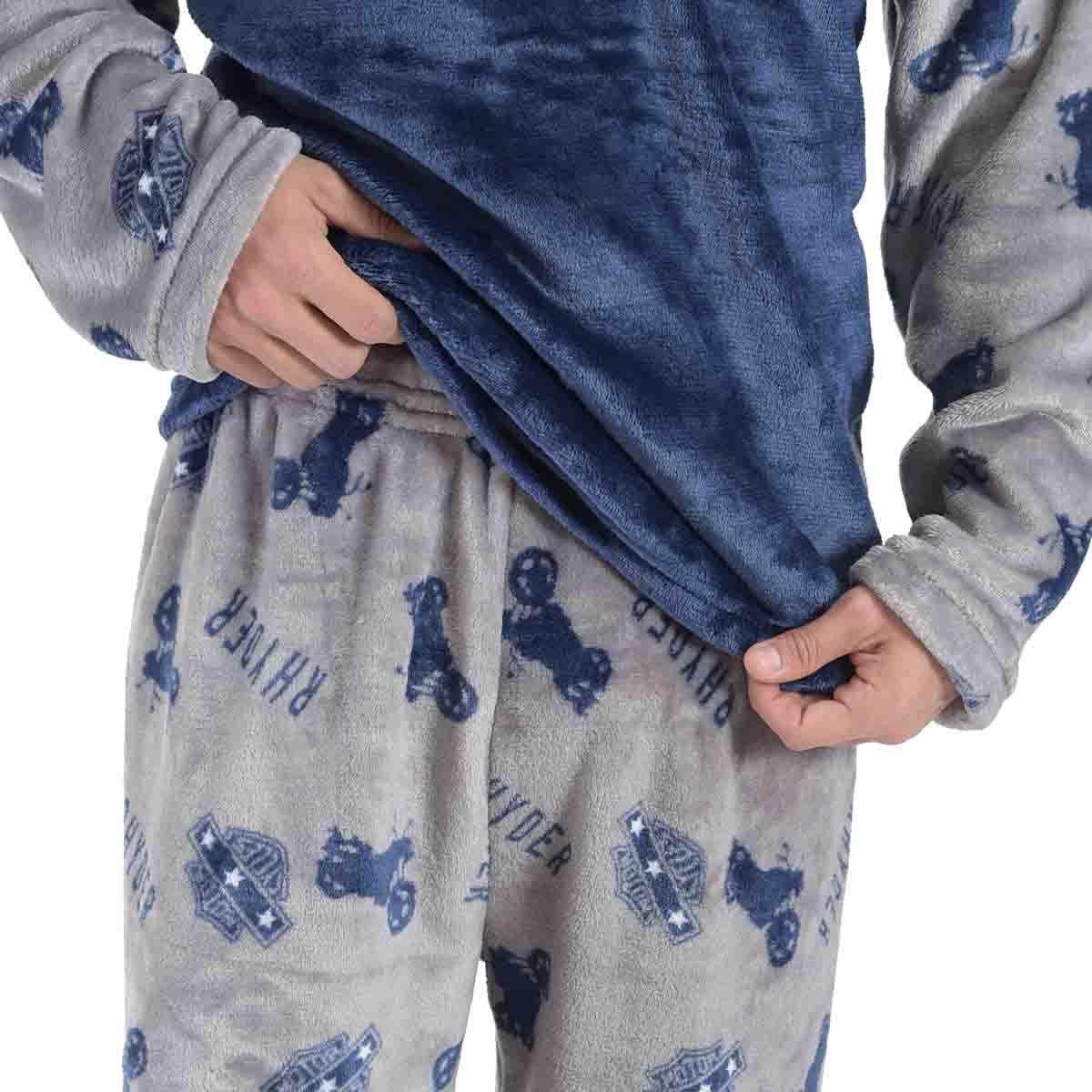 Pijama Manga Larga Azul con Pantal&oacute;n Largo Flannel Star West