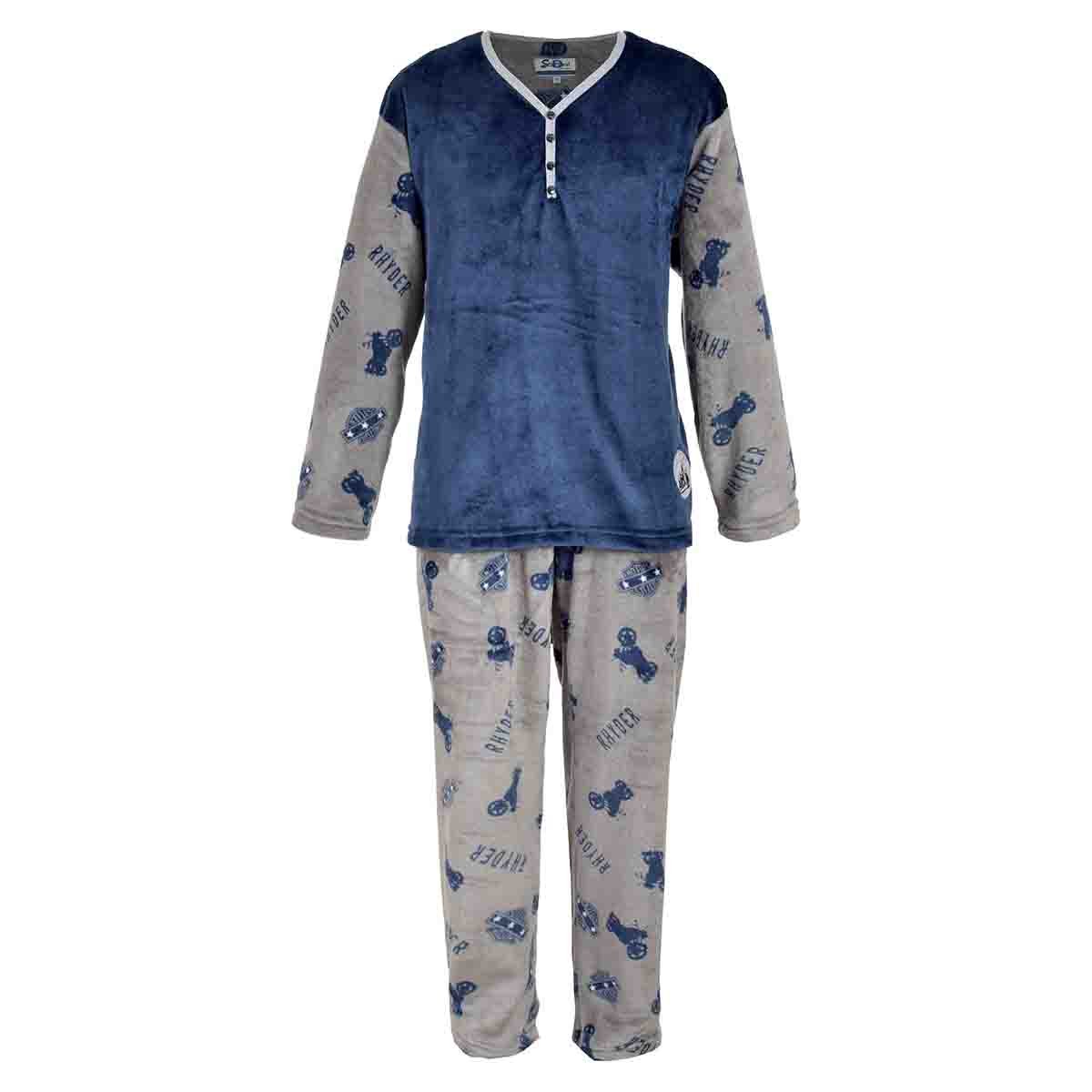 Pijama Manga Larga Azul con Pantalón Largo Flannel Star West