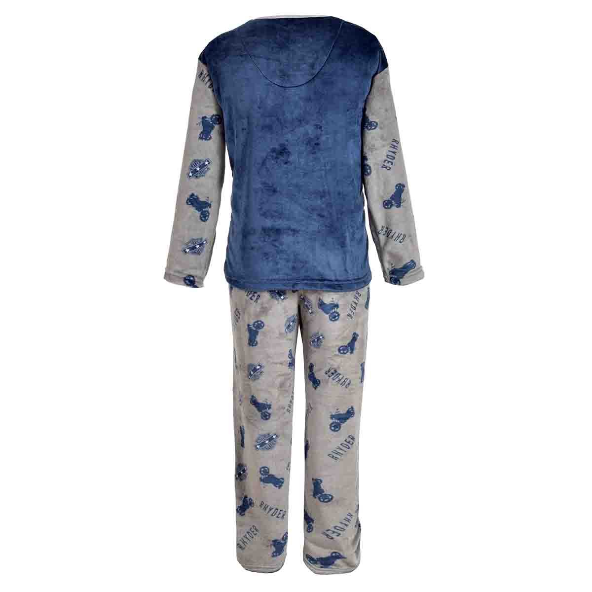 Pijama Manga Larga Azul con Pantal&oacute;n Largo Flannel Star West