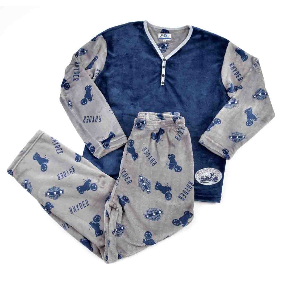 Pijama Manga Larga Azul con Pantalón Largo Flannel Star West