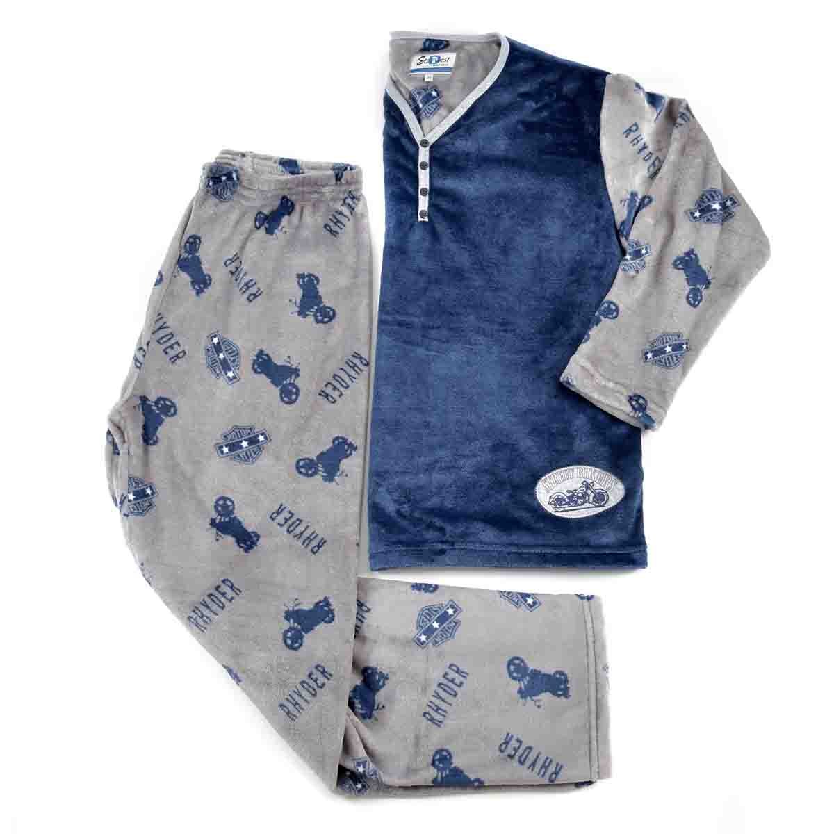 Pijama Manga Larga Azul con Pantalón Largo Flannel Star West