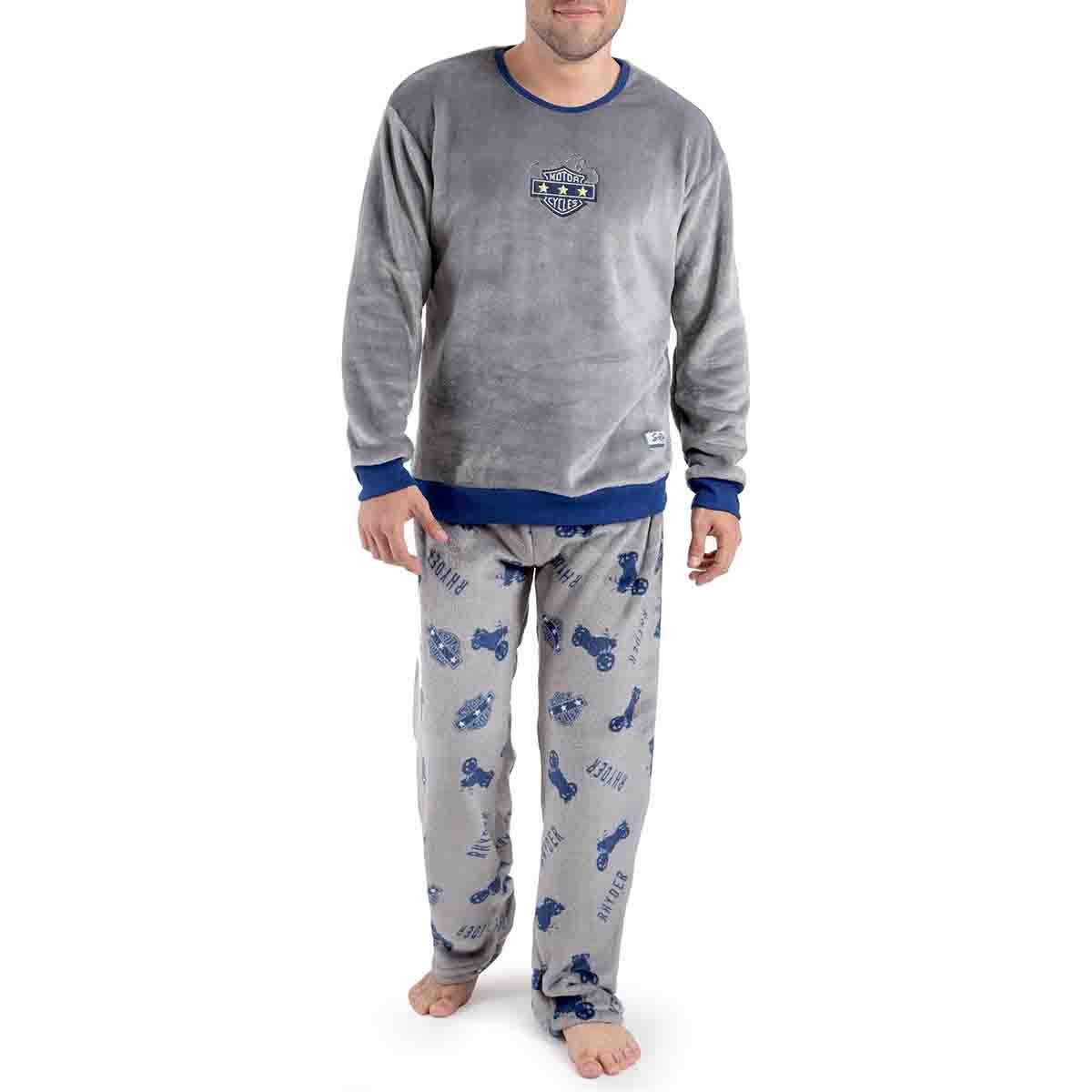 Pijama Manga Larga Gris con Pantalón Largo Flannel Star West