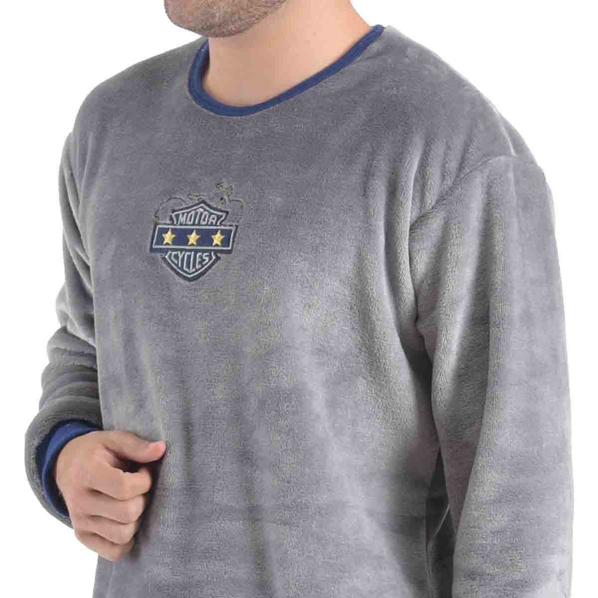 Pijama Manga Larga Gris con Pantalón Largo Flannel Star West
