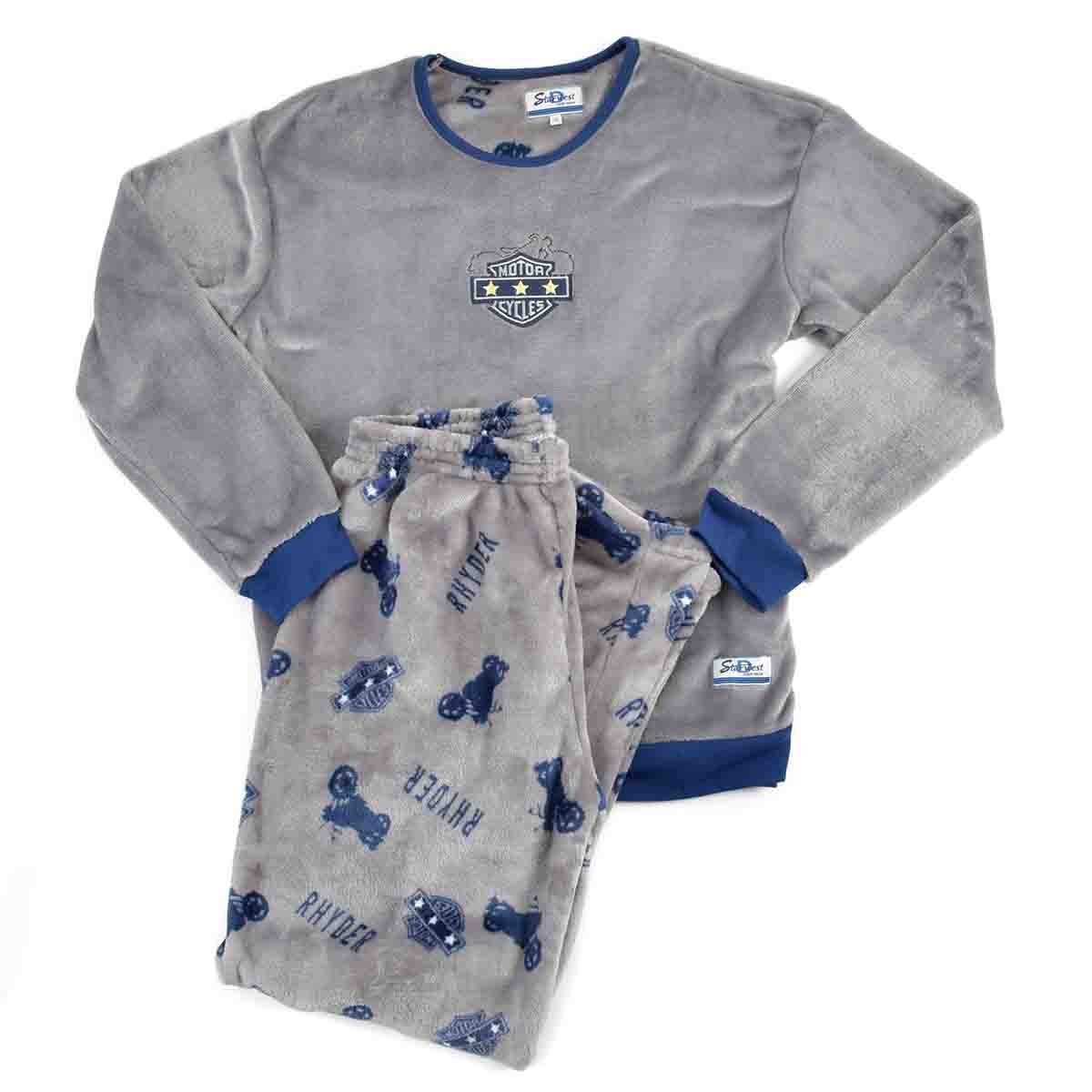Pijama Manga Larga Gris con Pantalón Largo Flannel Star West