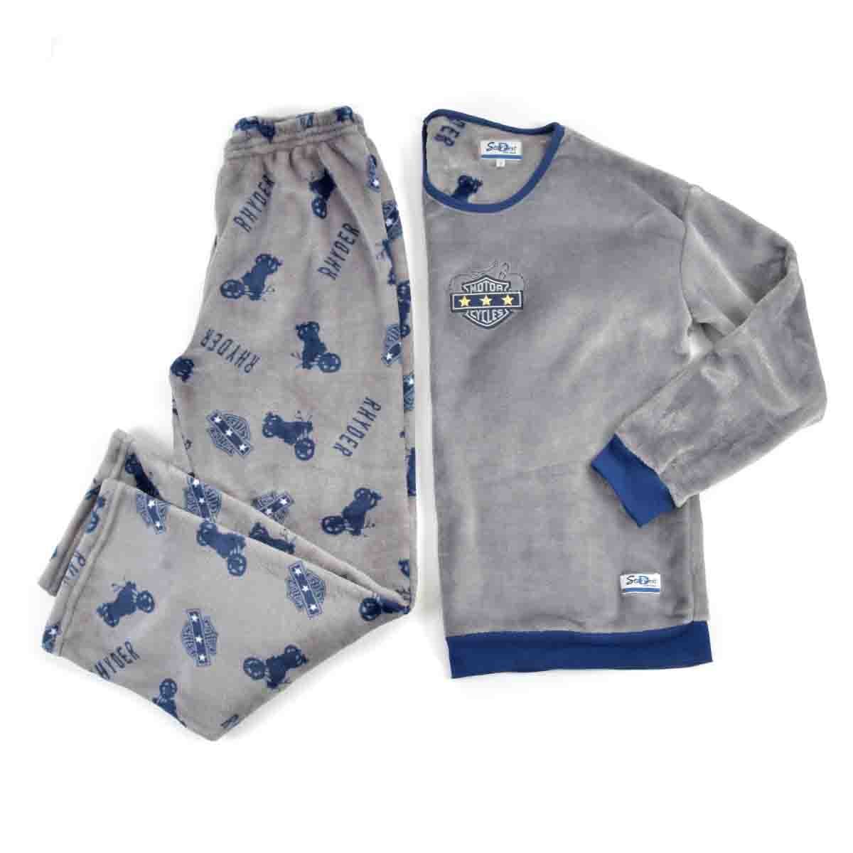 Pijama Manga Larga Gris con Pantalón Largo Flannel Star West