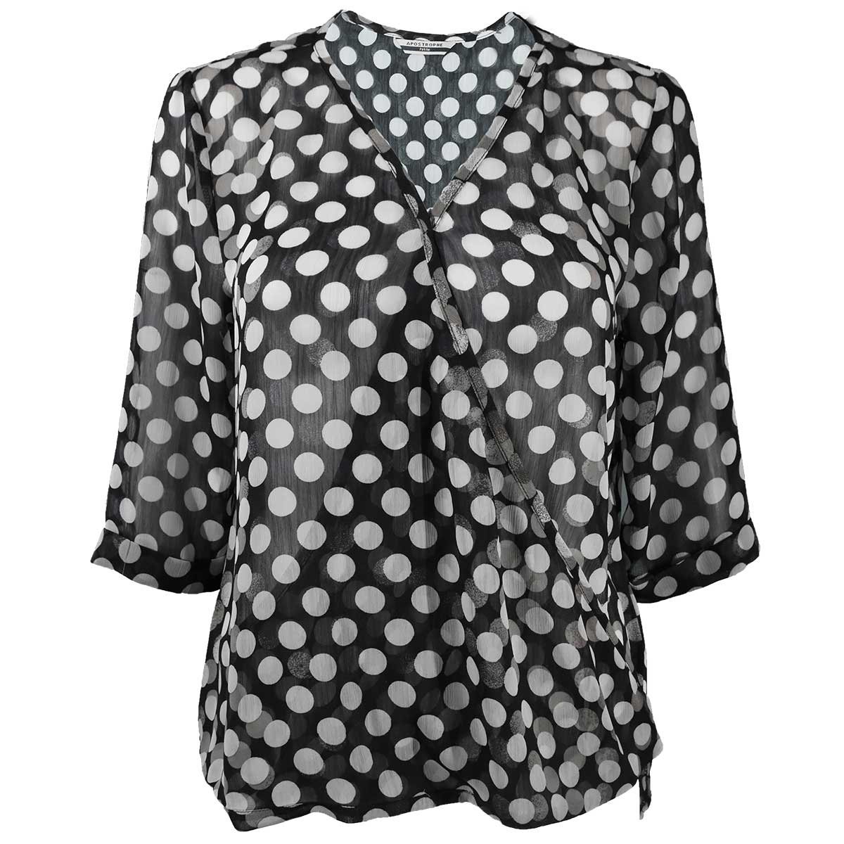 Blusa de Lunares Escote en V Corte Envolvente Apostrophe