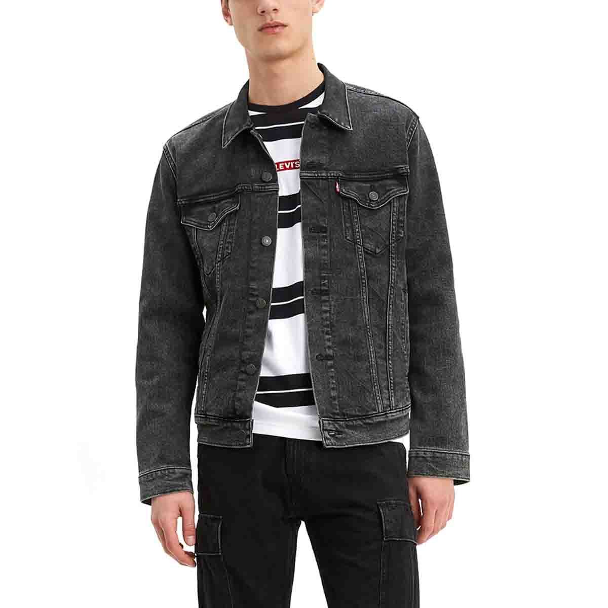 Venta > chamarra de mezclilla negra hombre levis > en stock