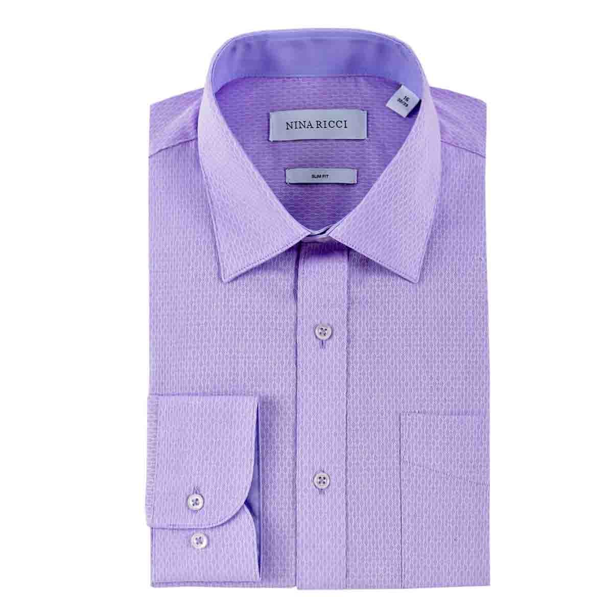 Camisa de Vestir Manga Larga Morado Claro Nina Ricci