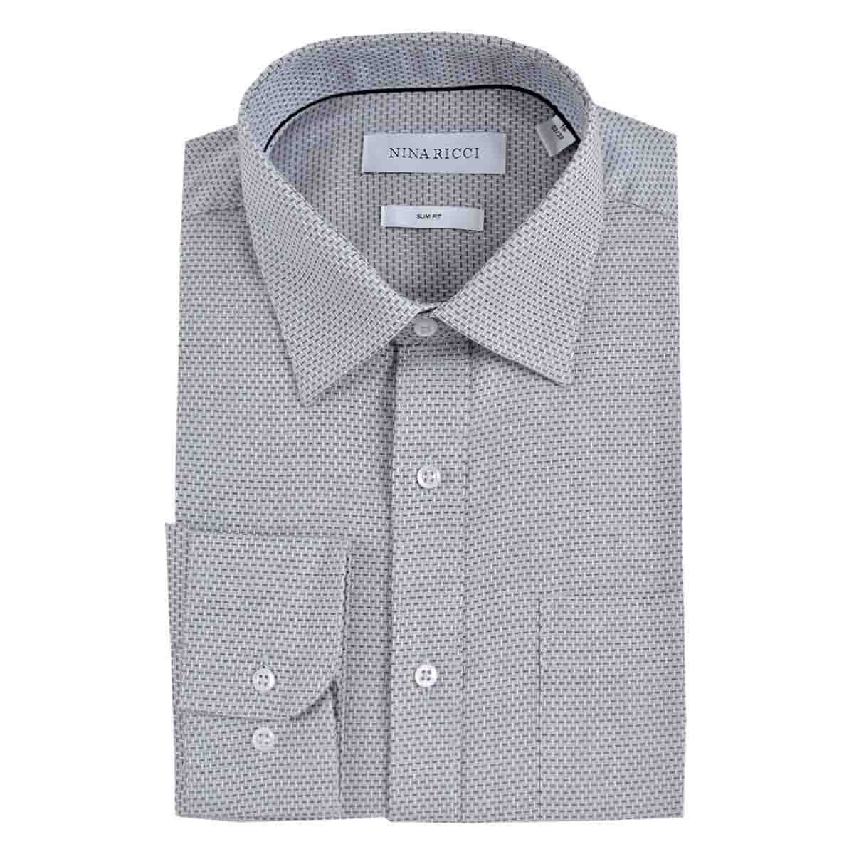 Camisa de Vestir Manga Larga Gris Nina Ricci