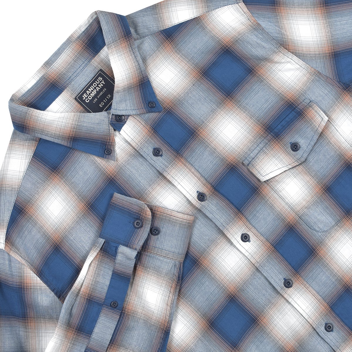 Camisa Manga Larga Cuadros Jeanious Plus Jnmx219-Oc0159