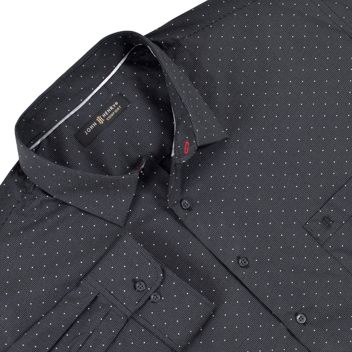Camisa Manga Larga Negra Estampada John Henry Jv24T6297