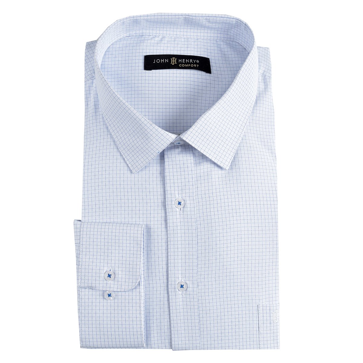 Camisa Manga Larga Cuadritos Azul John Henry Jv24T6504