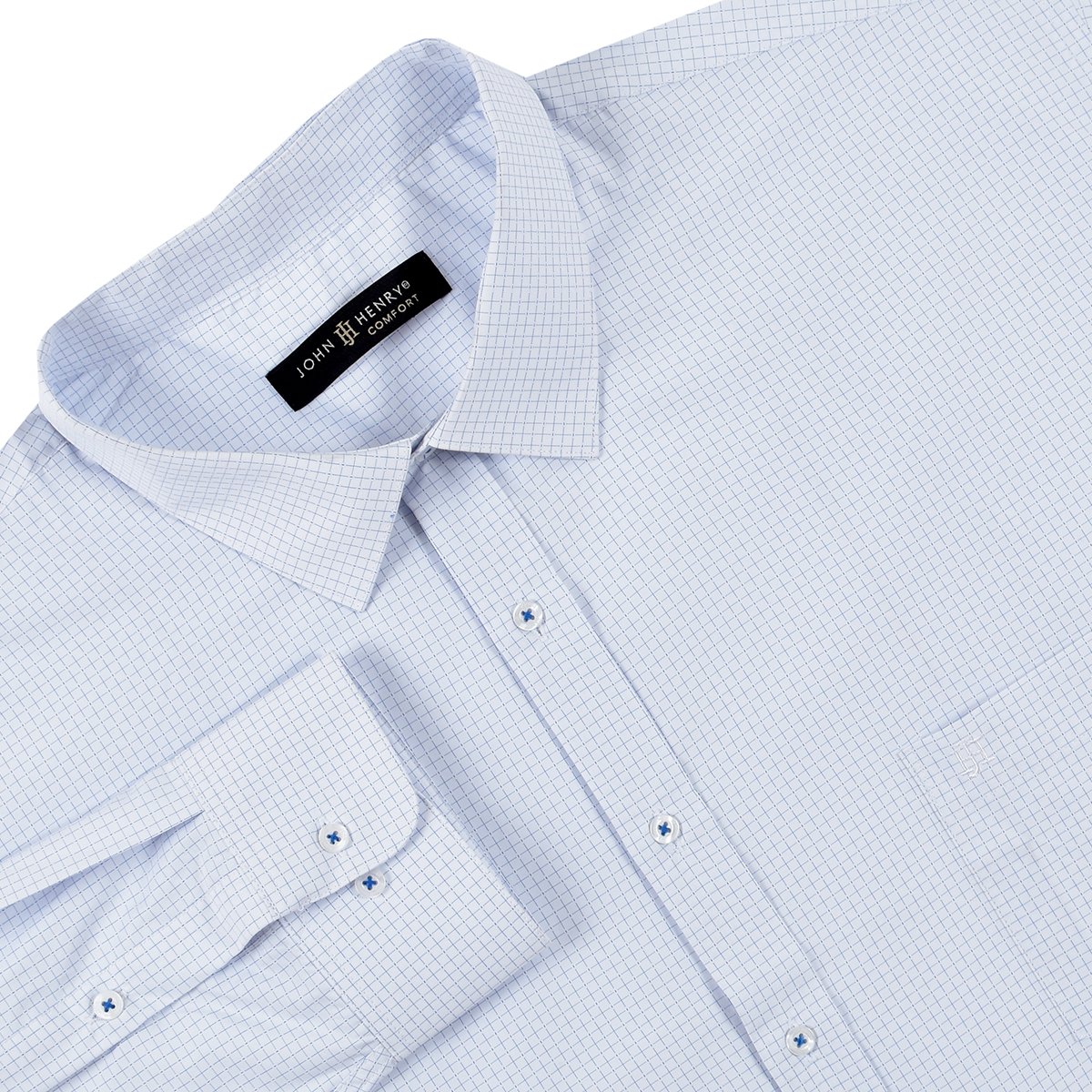 Camisa Manga Larga Cuadritos Azul John Henry Jv24T6504
