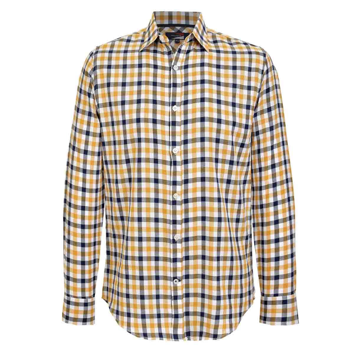 Camisa Manga Larga Casual Cuadros Amarillo Carlo Corinto